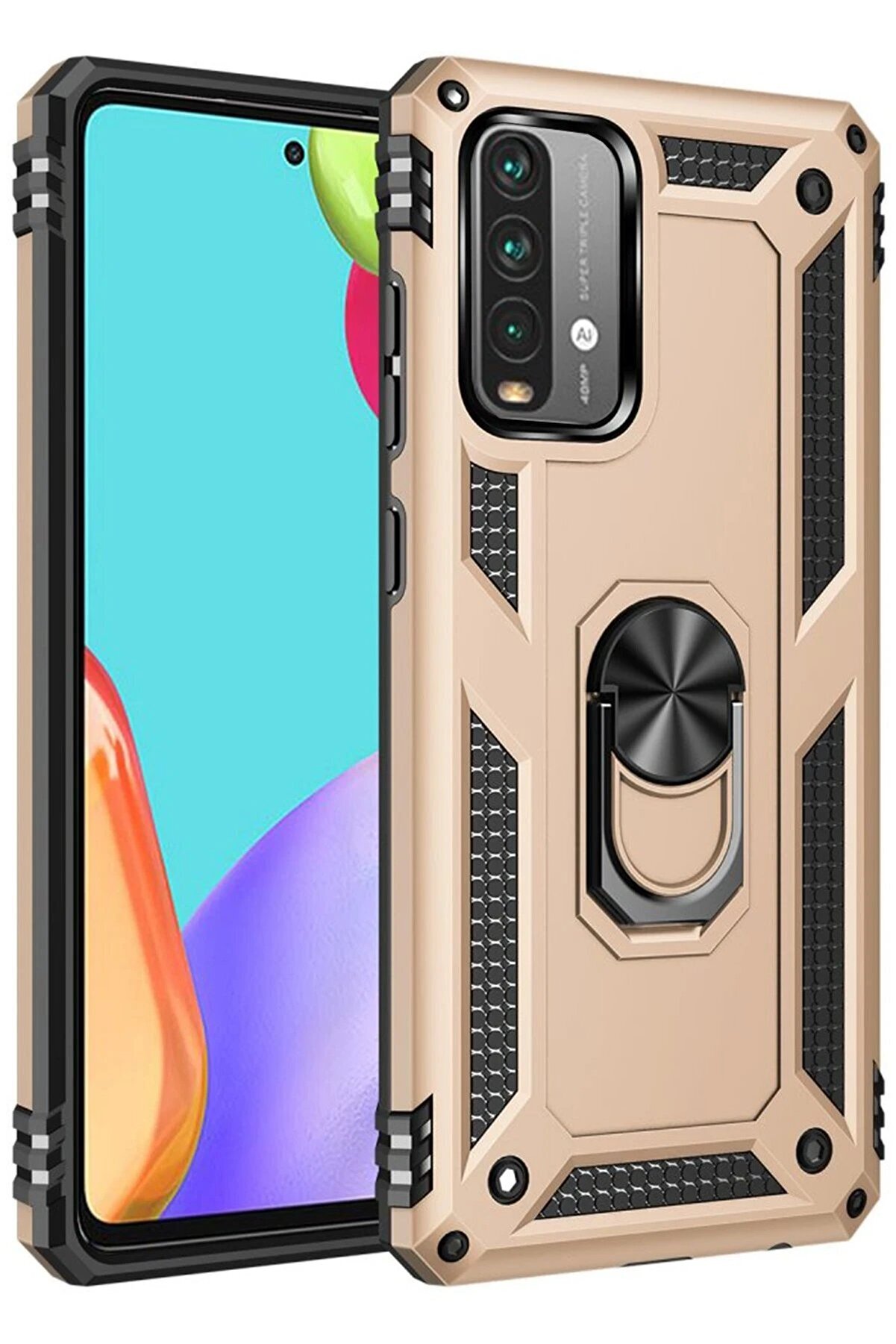 CepteToptan Xiaomi Redmi 9T Kılıf Sofya Y&uuml;z&uuml;kl&uuml; Silikon Kapak - Gold - DROPX6989-2596