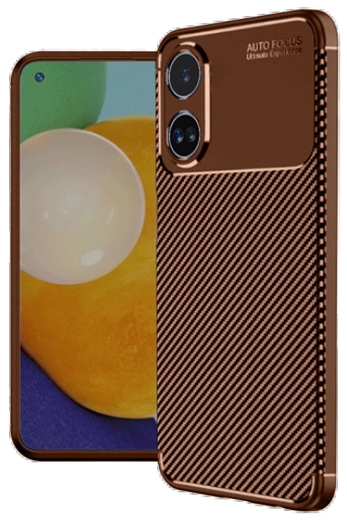 CepteToptan Oppo A38 Kılıf Auto Focus Karbon Kapak - Kahverengi - DROPX3989-7854