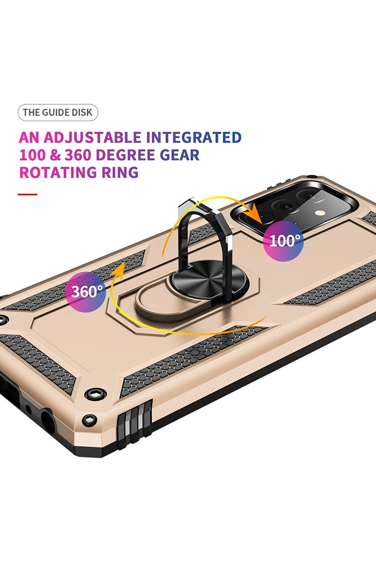 Samsung Galaxy A72 Kılıf Sofya Yüzüklü Si̇li̇kon Kapak - Gold - Dropx8234-2463