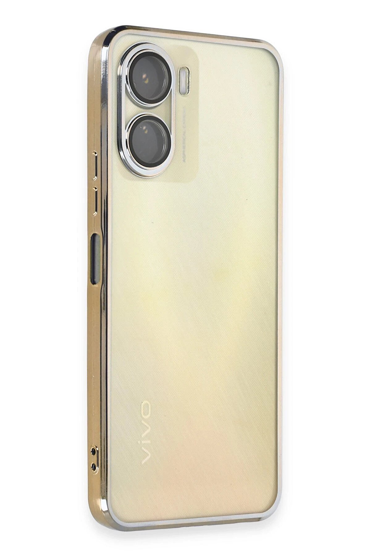 CepteToptan Vivo Y16 Kılıf Lensli Silikon - Gold - DROPX5463-7526