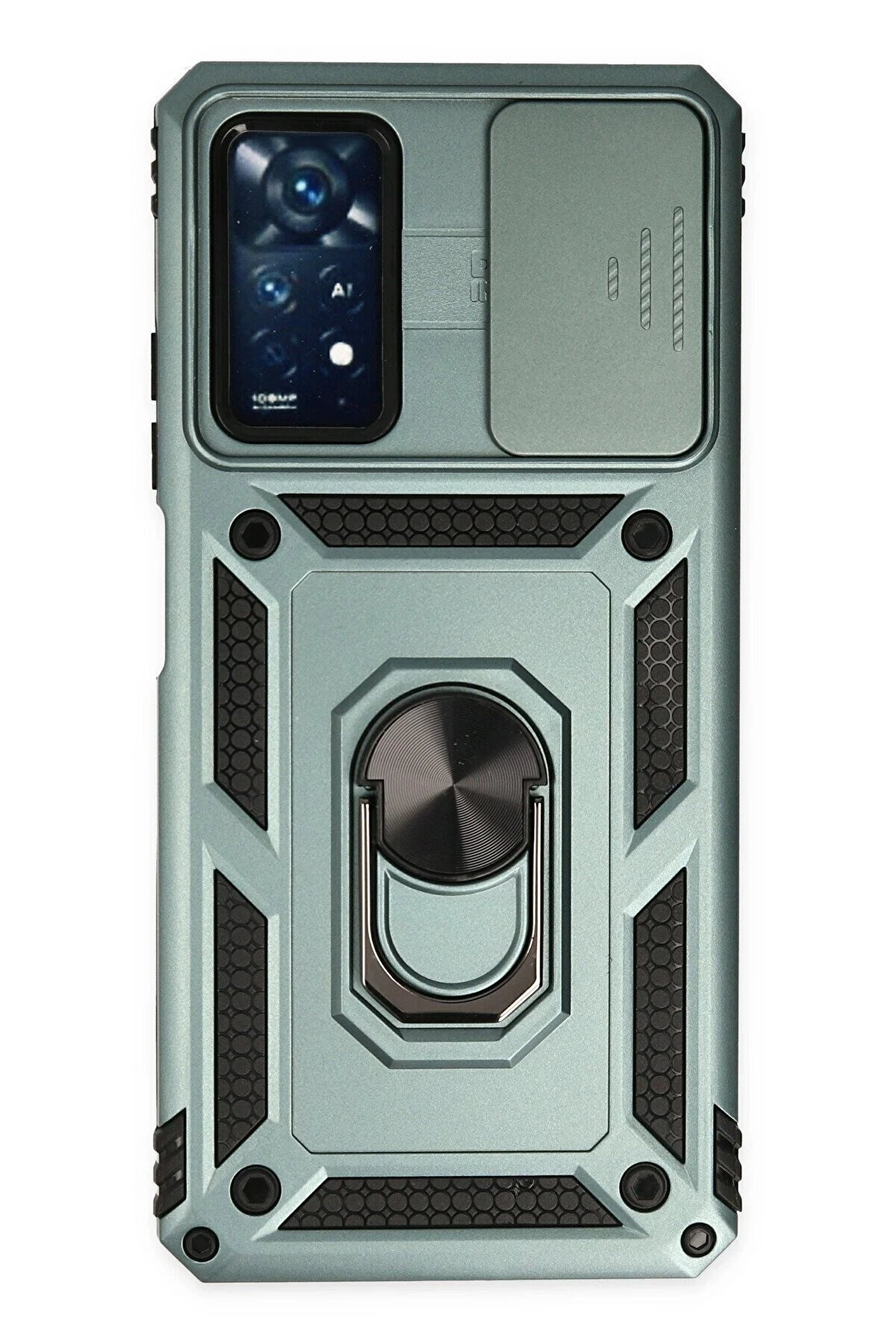 CepteToptan Xiaomi Redmi Note 11 Pro Kılıf Pars Lens Yüzüklü Silikon - Yeşil - DROPX8193-6217