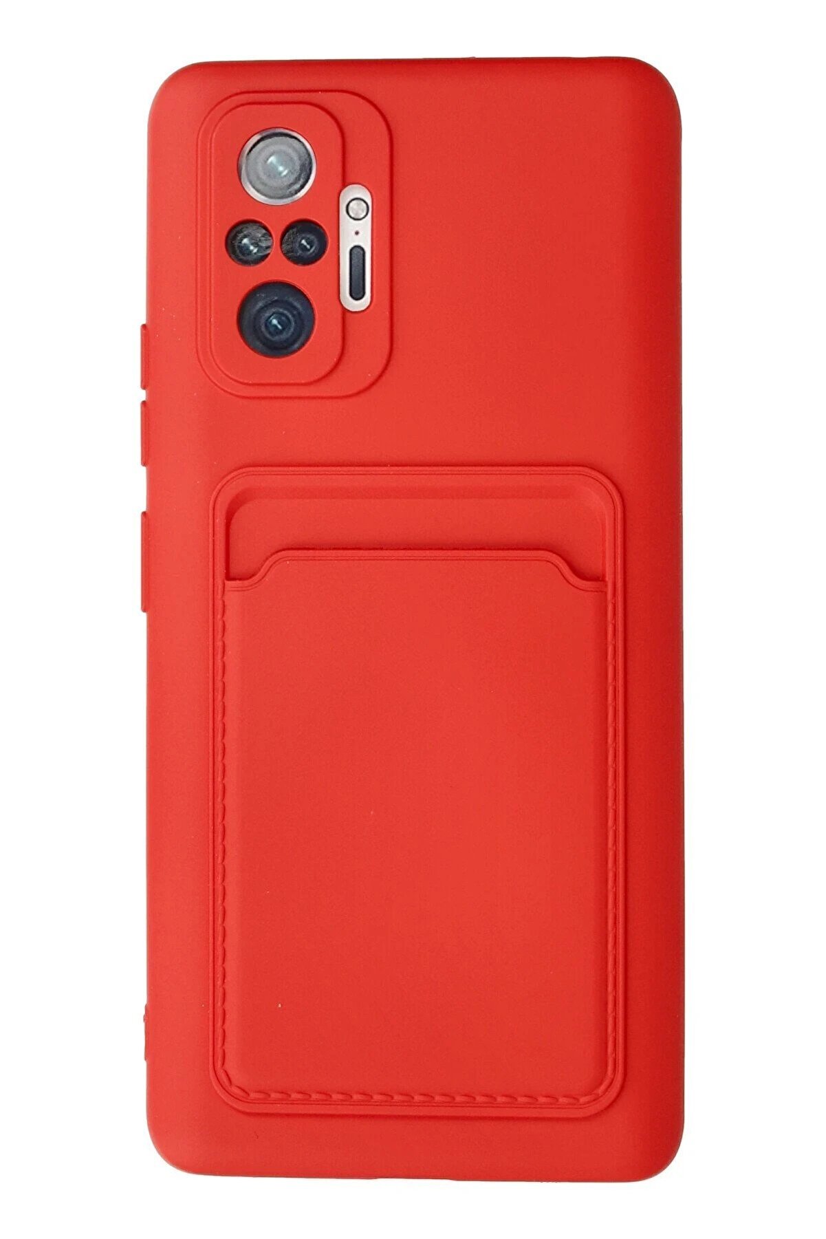 CepteToptan Xiaomi Redmi Note 10 Pro Kılıf Kelvin Kartvizitli Silikon - Kırmızı - DROPX4717-9465