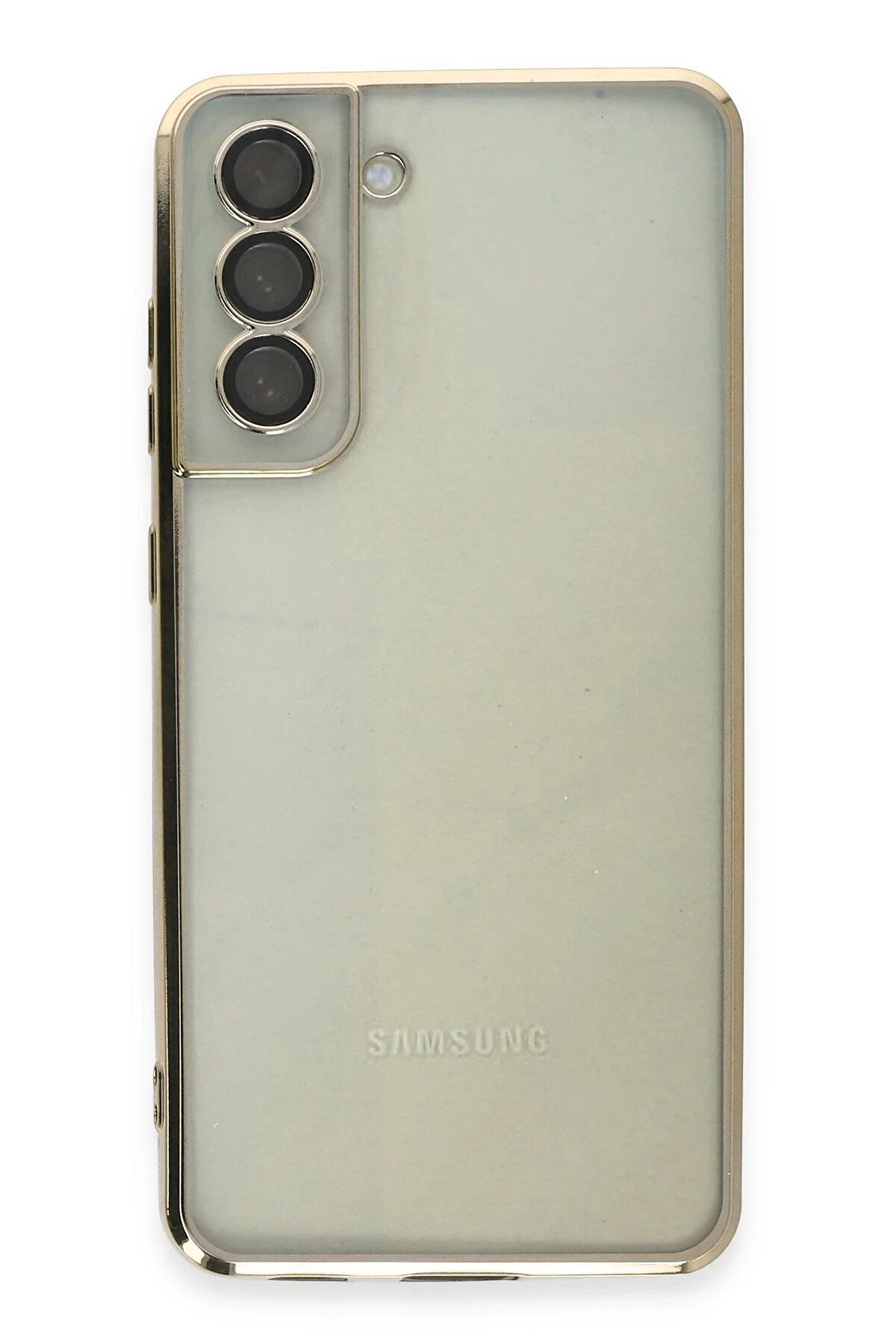 CepteToptan Samsung Galaxy S21 FE Kılıf Lensli Silikon - Gold - DROPX5792-9393