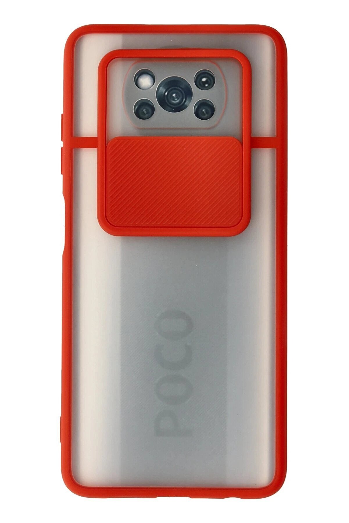 Xi̇aomi̇ Pocophone X3 Kılıf Palm Buzlu Kamera Sürgülü Si̇li̇kon - Kırmızı - Dropx6498-6578