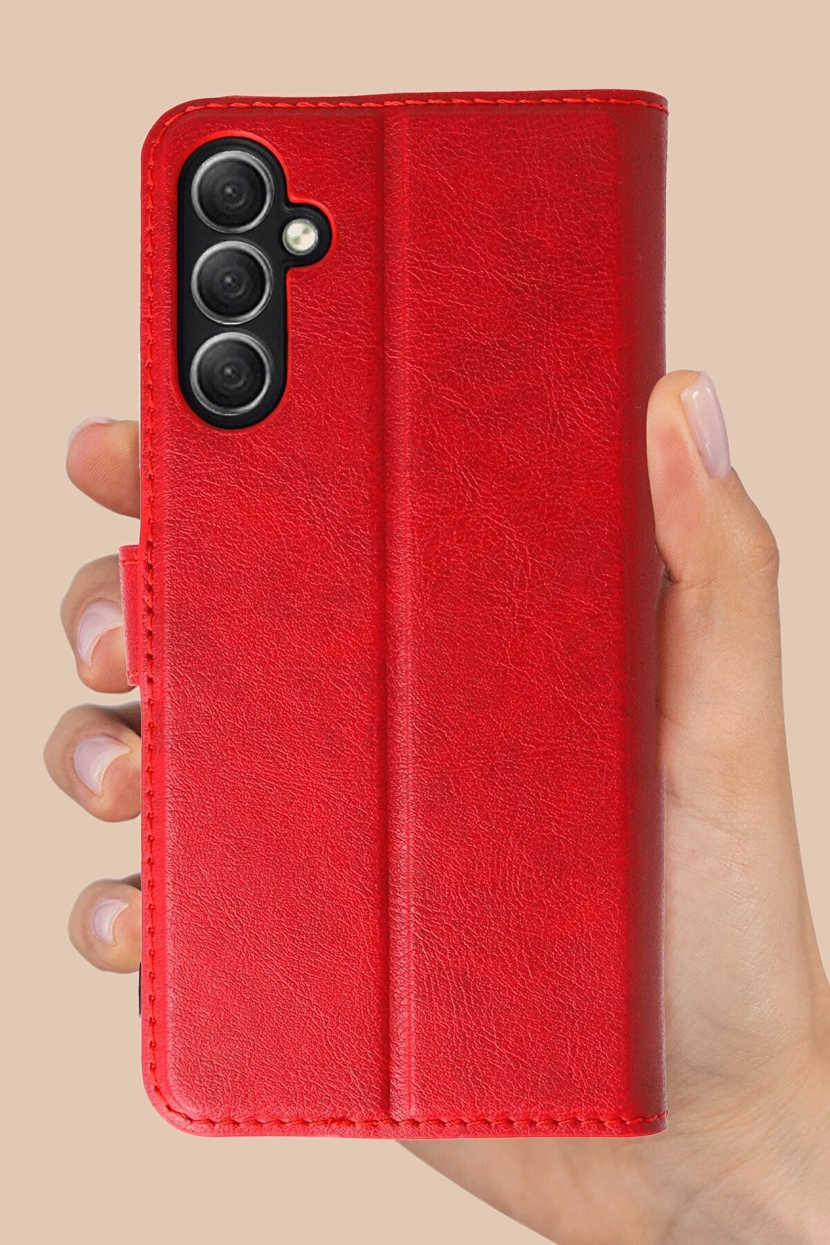 Samsung Galaxy A24 4G Kılıf Trend S Plus Kapaklı Kılıf - Kırmızı - Dropx4515-9431