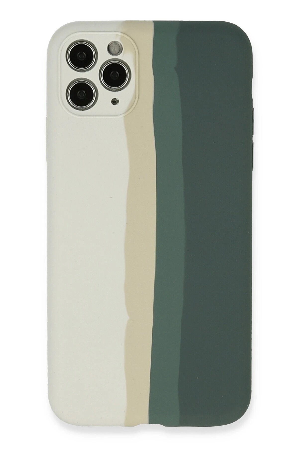 İphone 11 Pro Kılıf Ebruli̇ Lansman Si̇li̇kon - Beyaz-Gri̇ - Dropx4701-4460