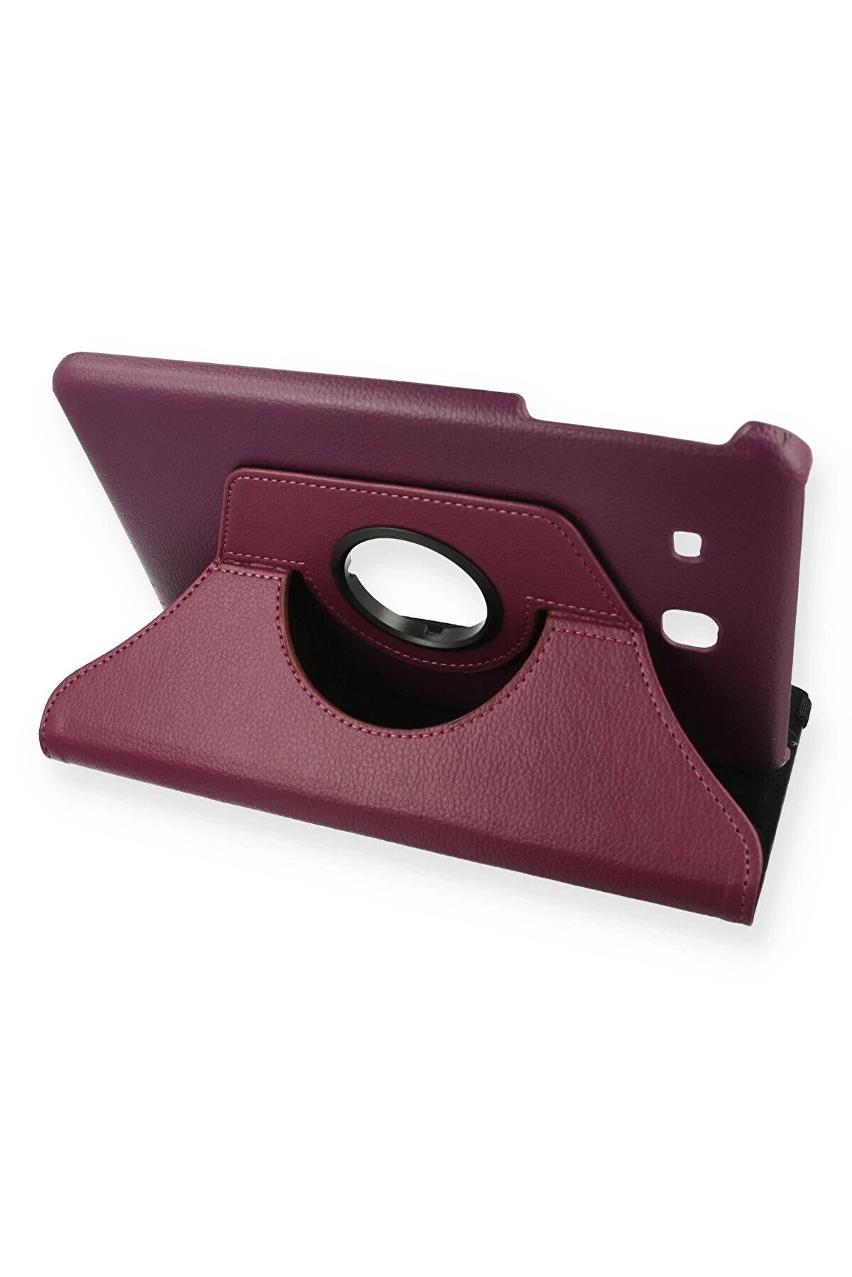 CepteToptan Samsung Galaxy T560 Tab E 9.7 Kılıf 360 Tablet Deri Kılıf - Mürdüm - DROPX6220-6035