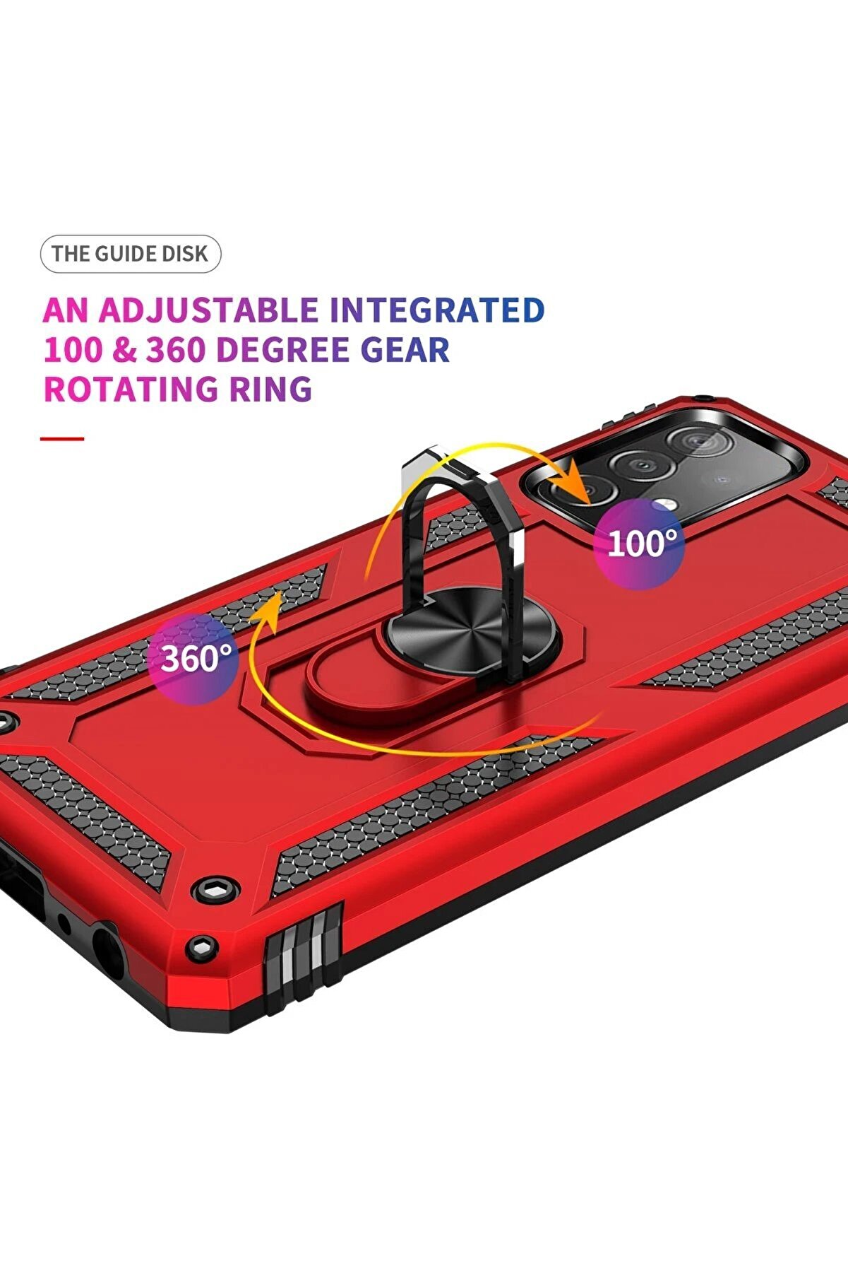 Samsung Galaxy A52 Kılıf Sofya Yüzüklü Si̇li̇kon Kapak - Kırmızı - Dropx2823-1076