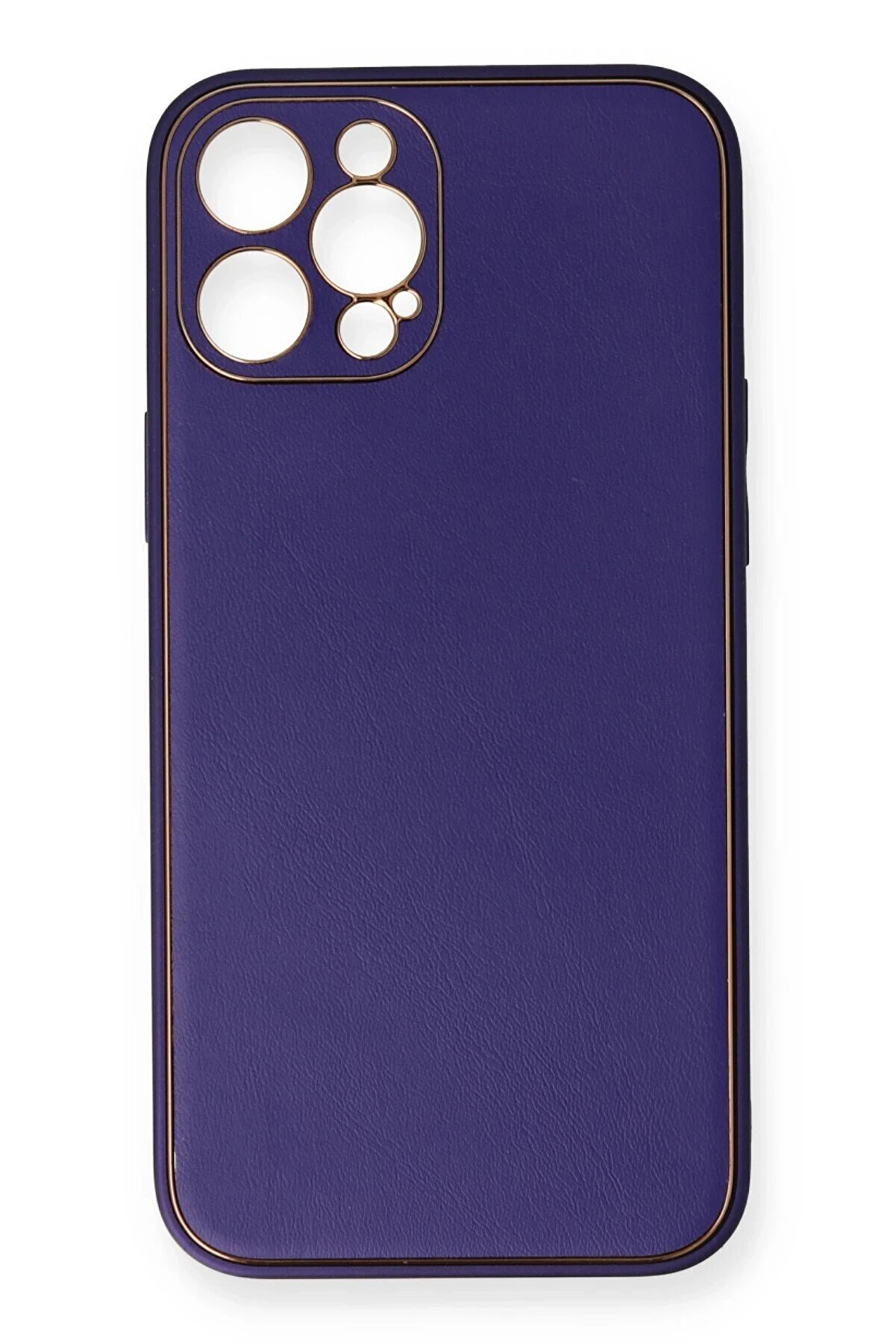 CepteToptan iPhone 12 Pro Kılıf Coco Deri Silikon Kapak - Mor - DROPX5689-5999