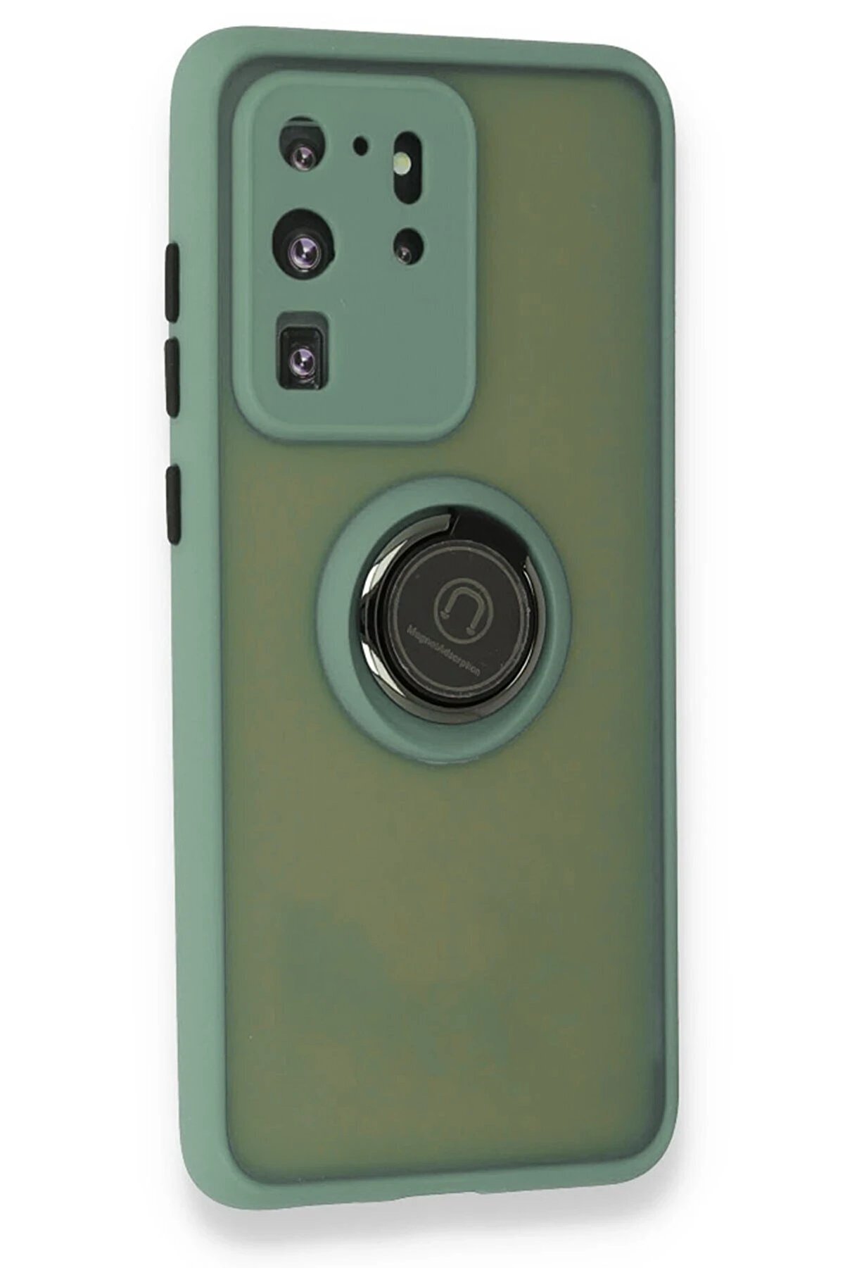 Samsung Galaxy S20 Ultra Kılıf Montreal Yüzüklü Si̇li̇kon Kapak - Yeşi̇l - Dropx2176-7540