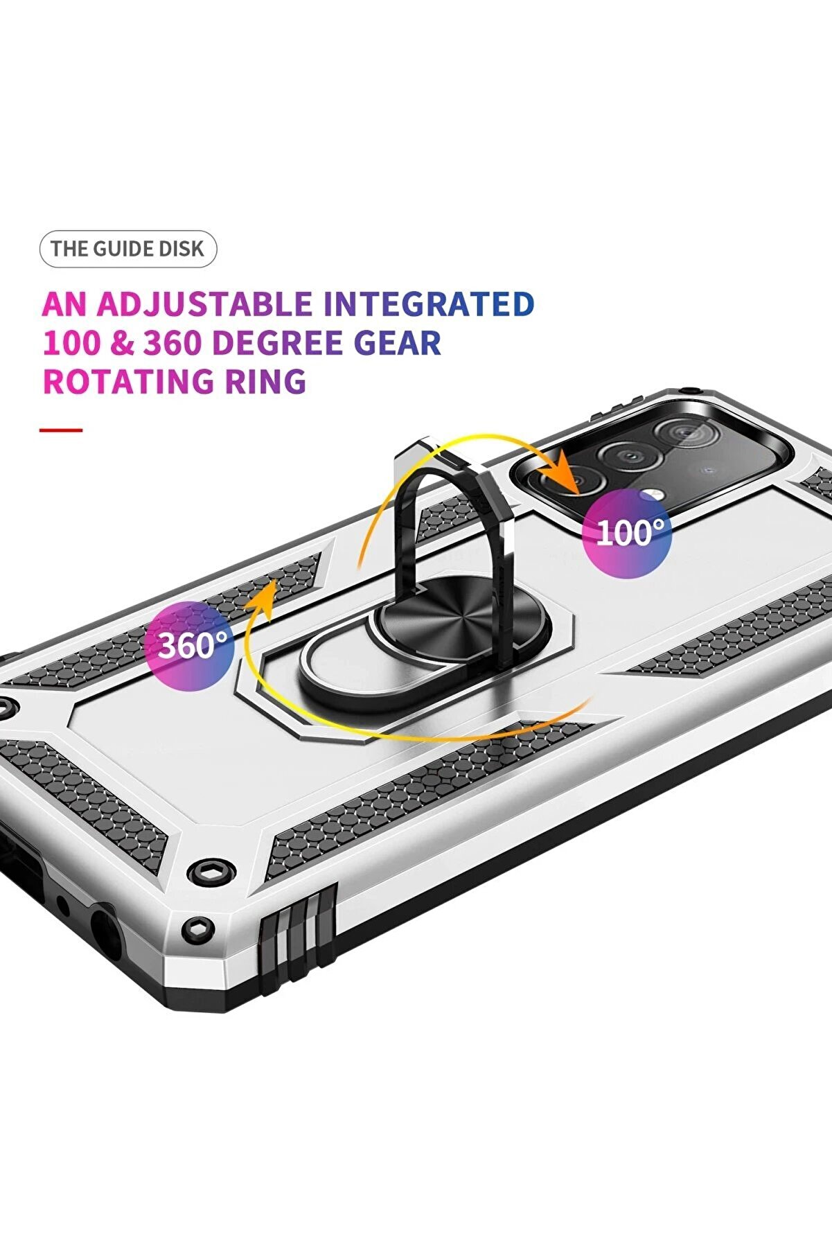 Samsung Galaxy A53 5G Kılıf Sofya Yüzüklü Si̇li̇kon Kapak - Gümüş - Dropx5283-1514