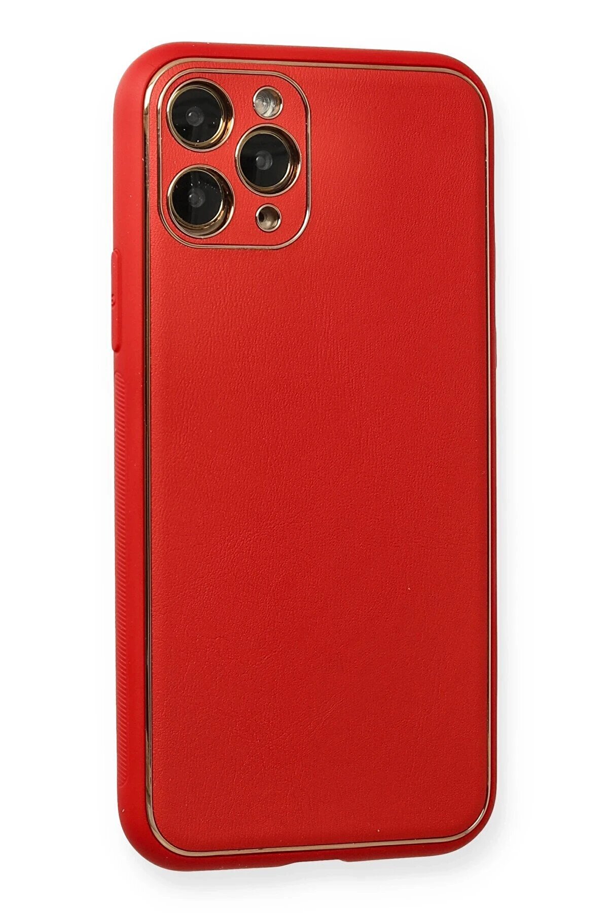 İphone 11 Pro Max Kılıf Coco Deri̇ Si̇li̇kon Kapak - Kırmızı - Dropx7776-5573