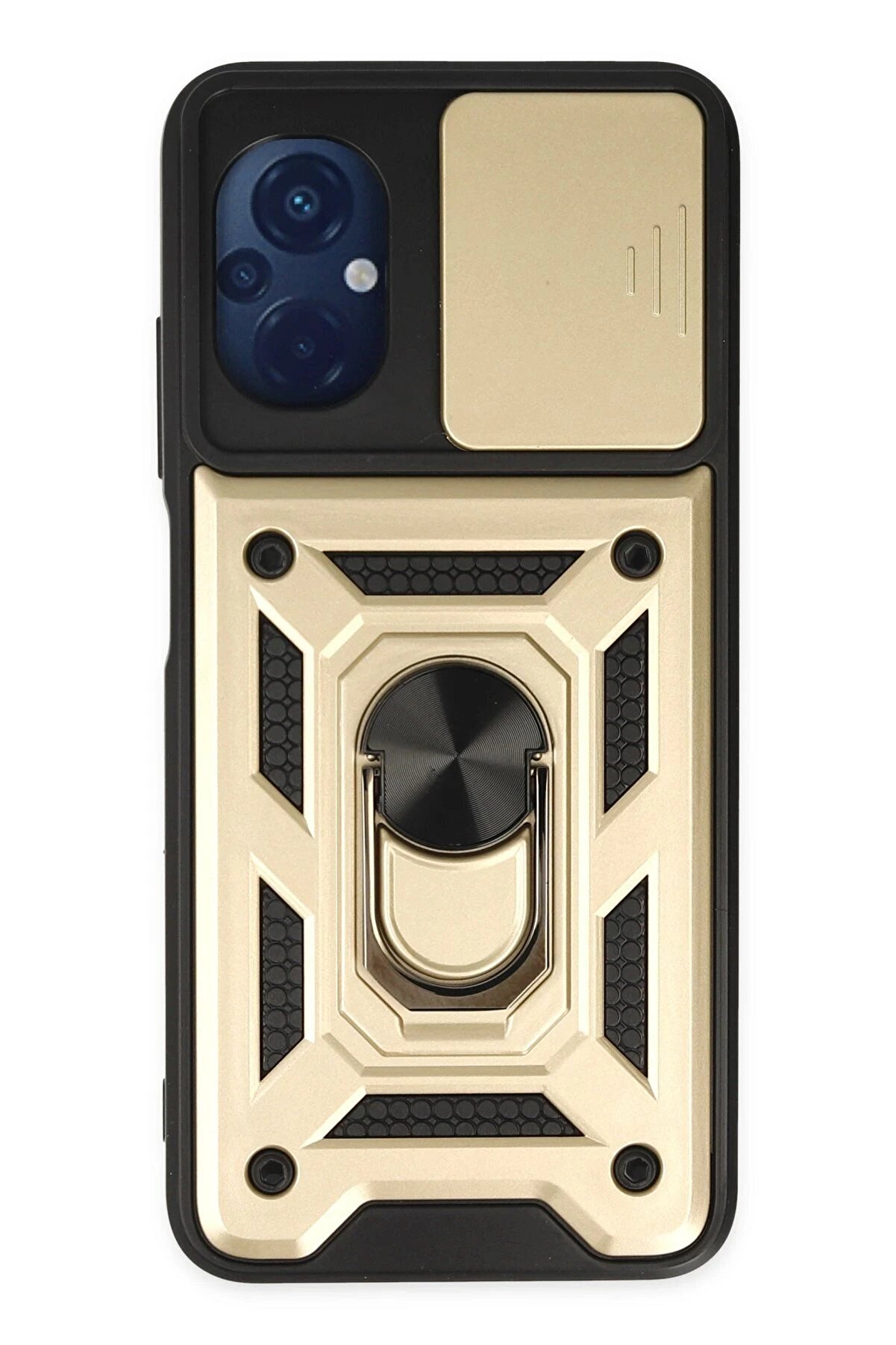 CepteToptan Xiaomi Poco M5 Kılıf Pars Lens Yüzüklü Silikon - Gold - DROPX1762-3796