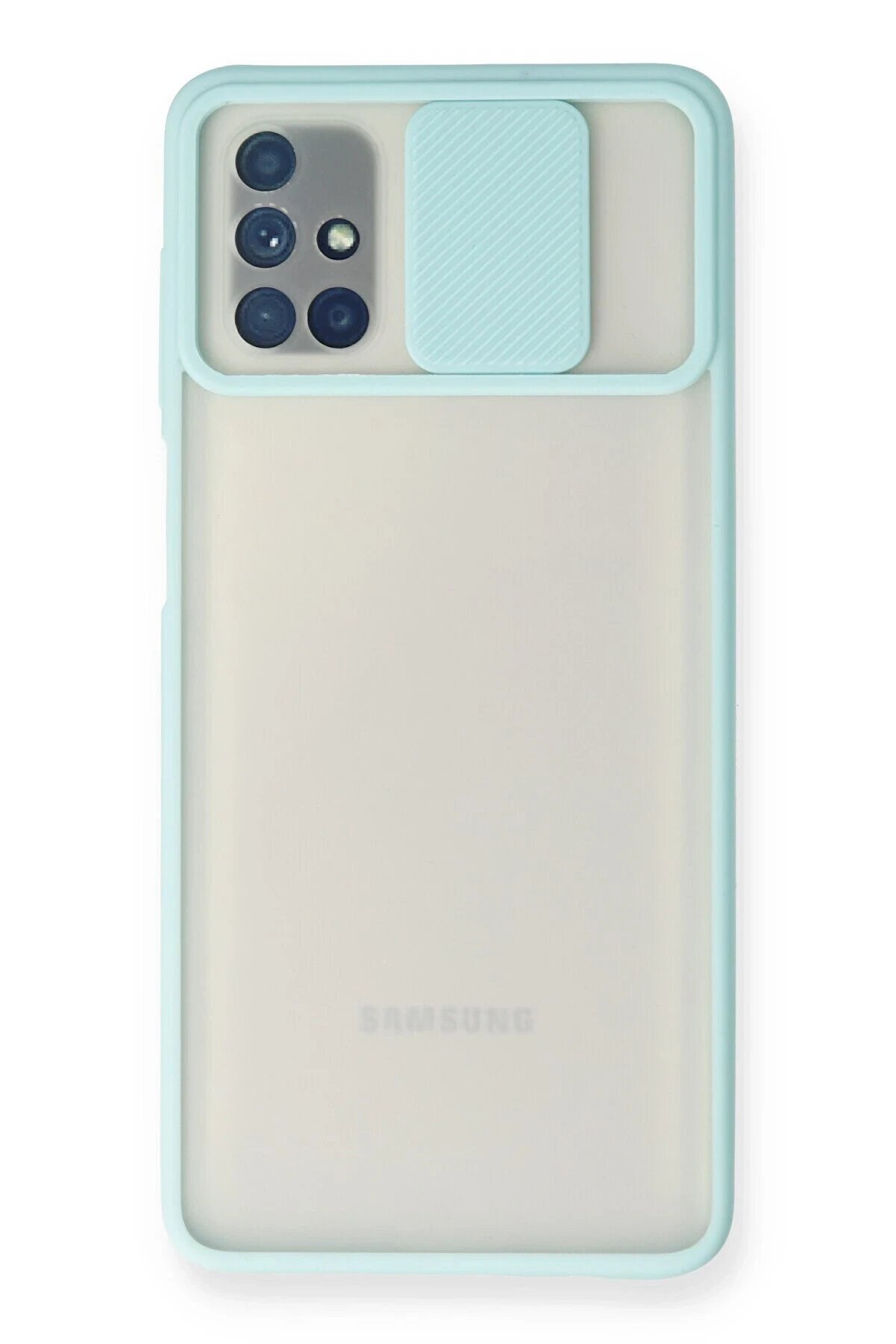 CepteToptan Samsung Galaxy M51 Kılıf Palm Buzlu Kamera Sürgülü Silikon - Turkuaz - DROPX8372-2776