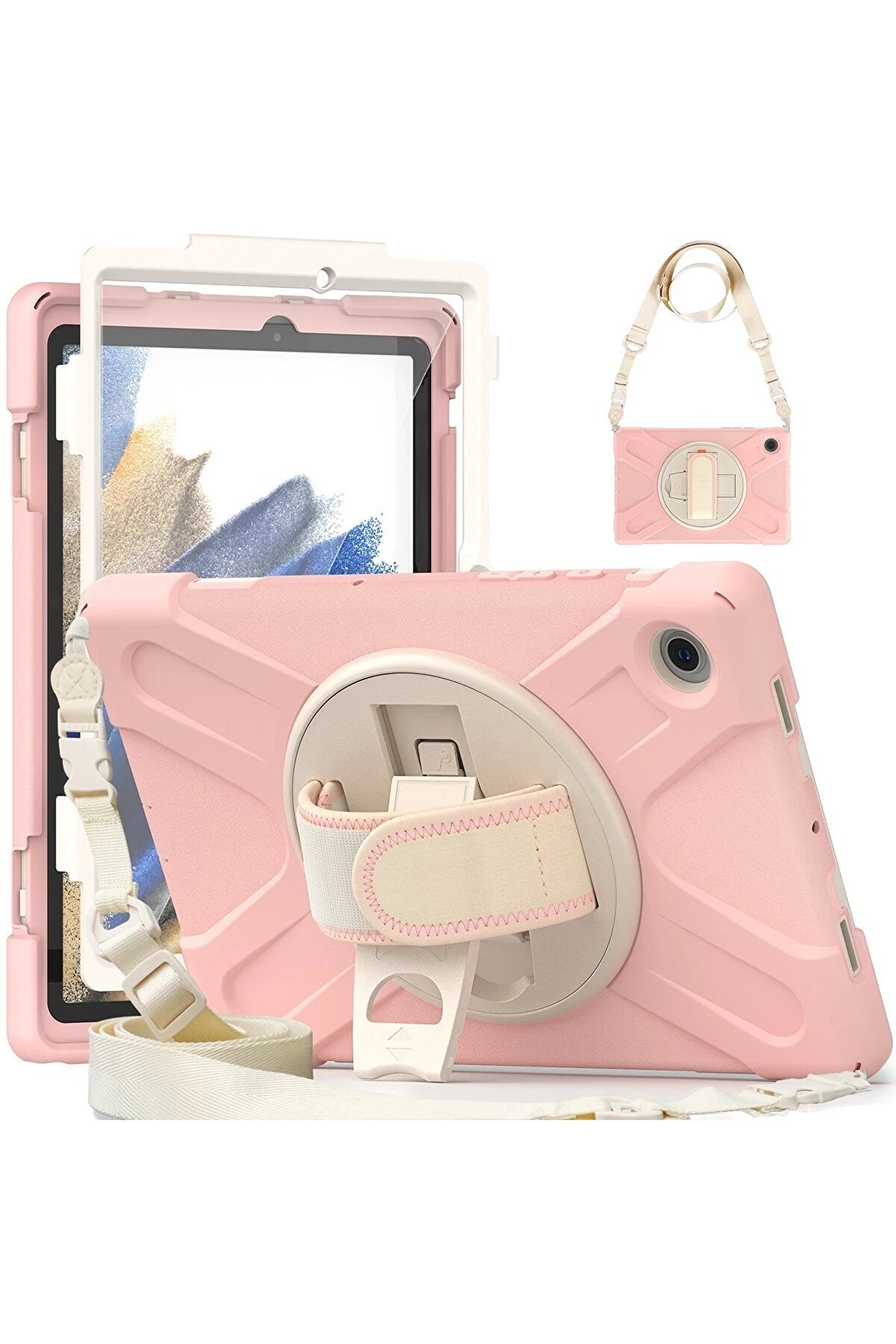CepteToptan Samsung Galaxy X200 Tab A8 10.5 Kılıf Amazing Tablet Kapak - Pembe - DROPX6891-3596