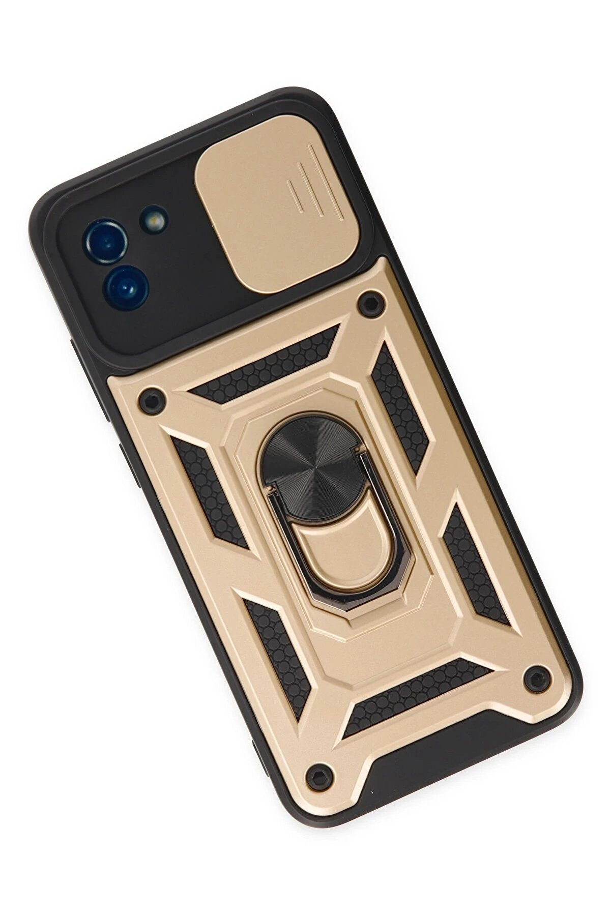 Samsung Galaxy A03 Kılıf Pars Lens Yüzüklü Si̇li̇kon - Gold - Dropx5227-4988