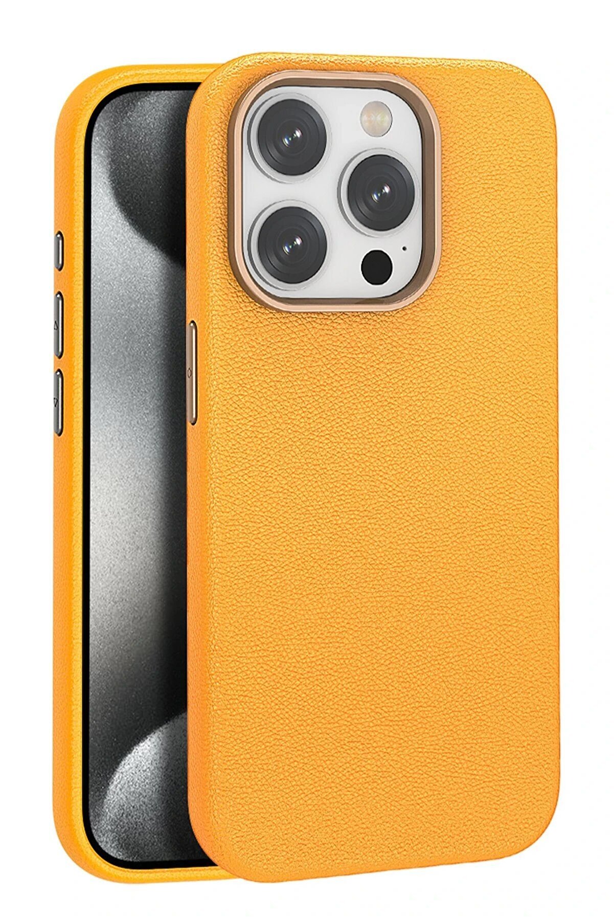 CepteToptan iPhone 14 Pro Kılıf Wonder Deri Magsafe Kapak - Turuncu - DROPX9637-8004