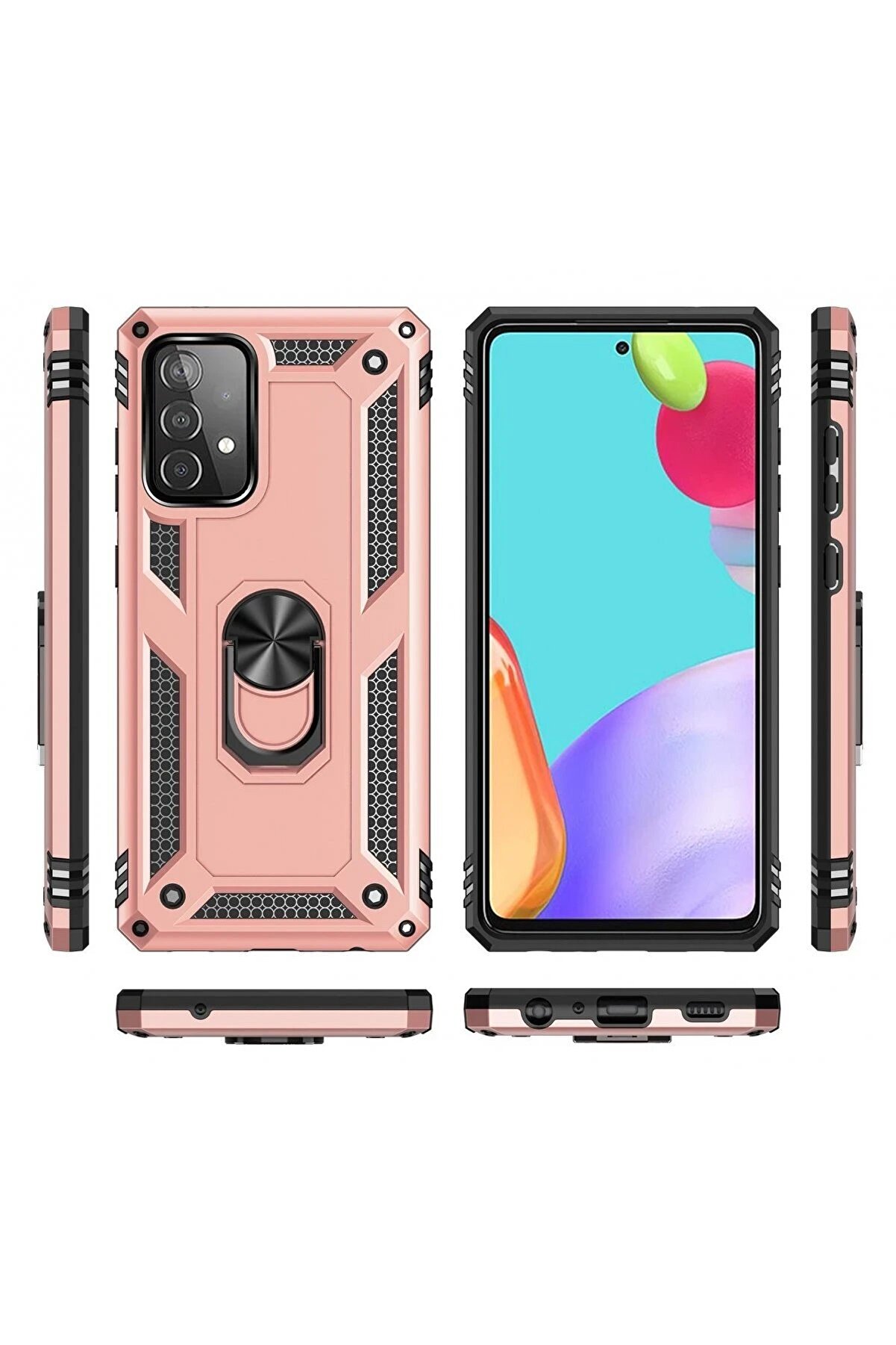 Samsung Galaxy A33 5G Kılıf Sofya Yüzüklü Si̇li̇kon Kapak - Rose - Dropx1543-2751