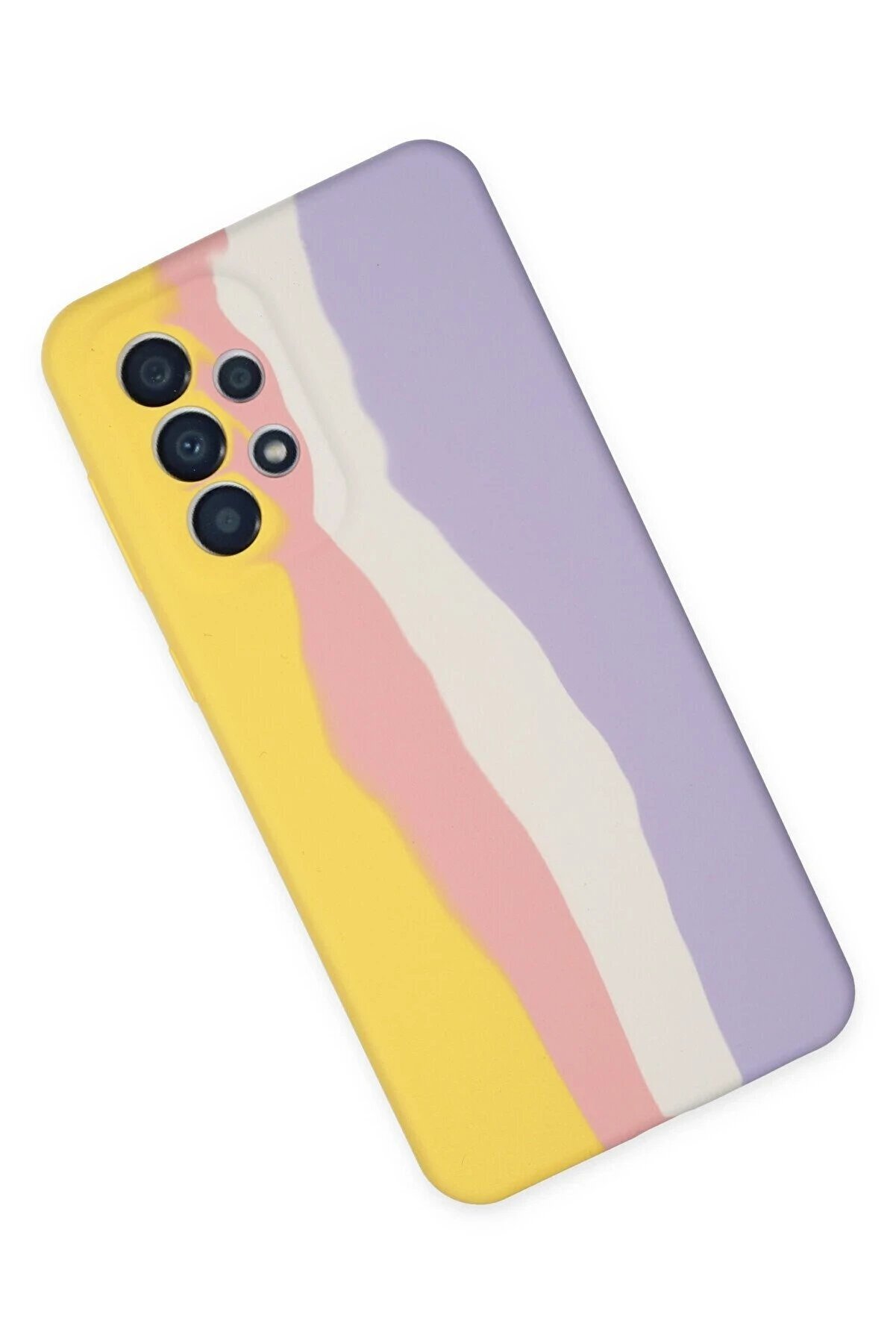 Samsung Galaxy A53 5G Kılıf Ebruli̇ Lansman Si̇li̇kon - Sarı-Mavi̇ - Dropx1208-4970