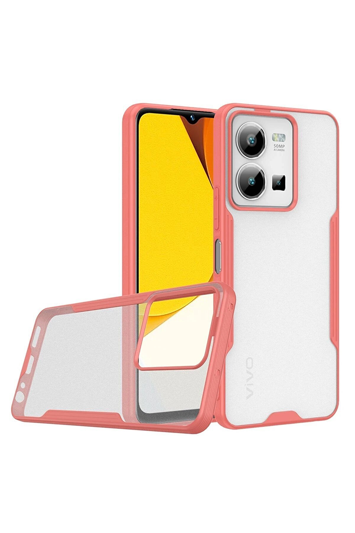 CepteToptan Vivo Y35 Kılıf Platin Silikon - Pembe - DROPX9603-6397