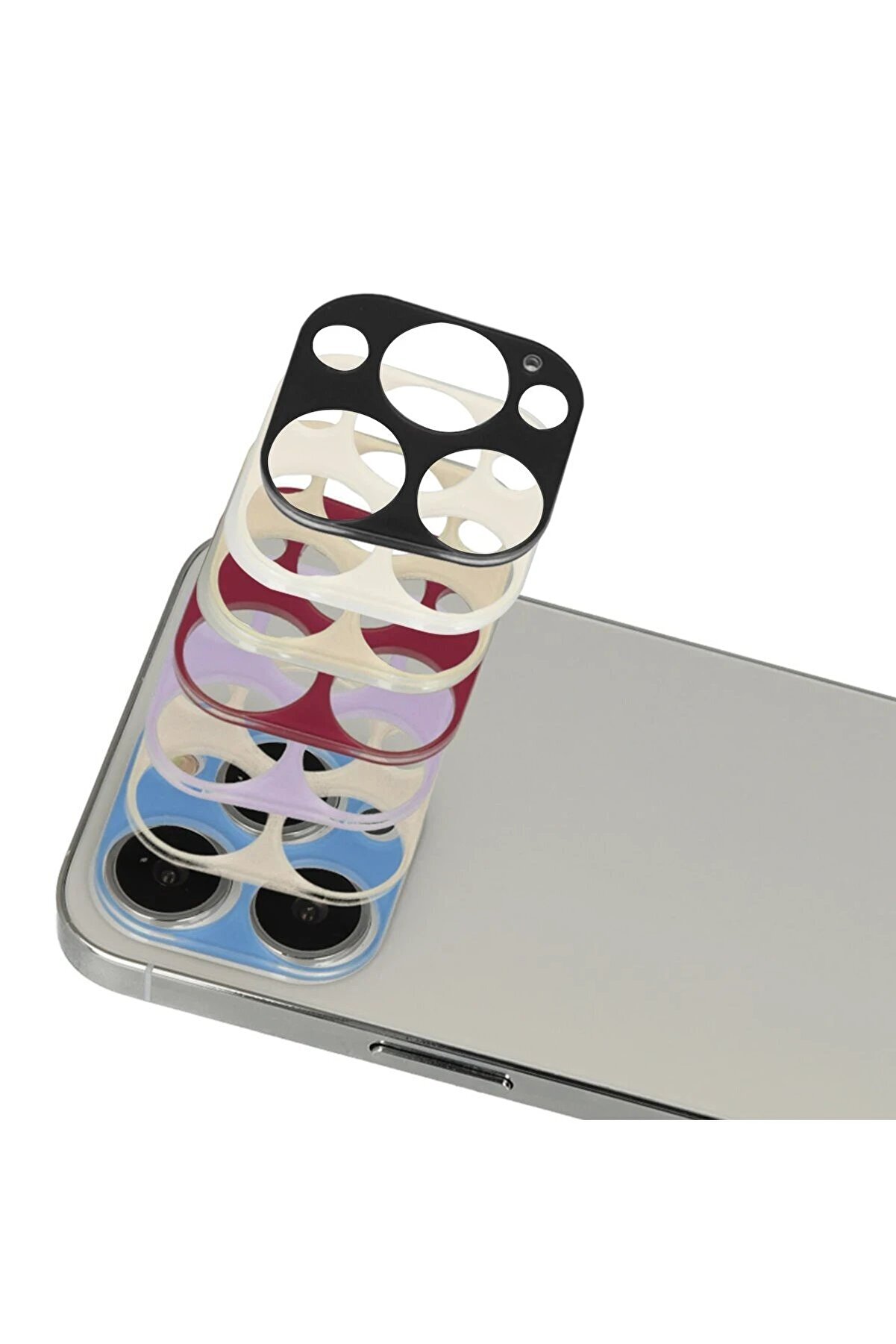 İphone 13 Pro Max Rai̇nbow Kamera Lens Koruma Cam - Mor - Dropx3605-9326