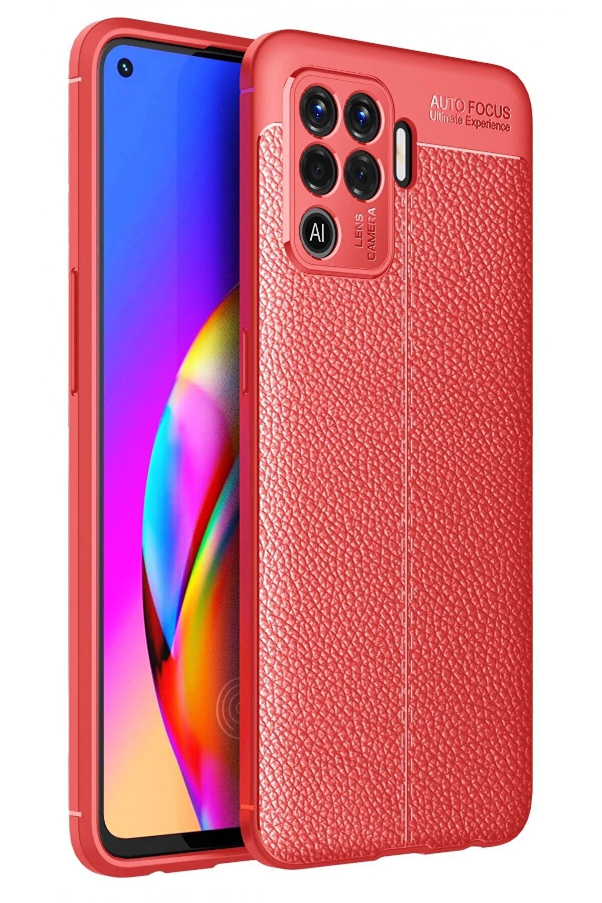 CepteToptan Oppo Reno 5 Lite Kılıf Auto Focus Kapak - Kırmızı - DROPX9953-4016