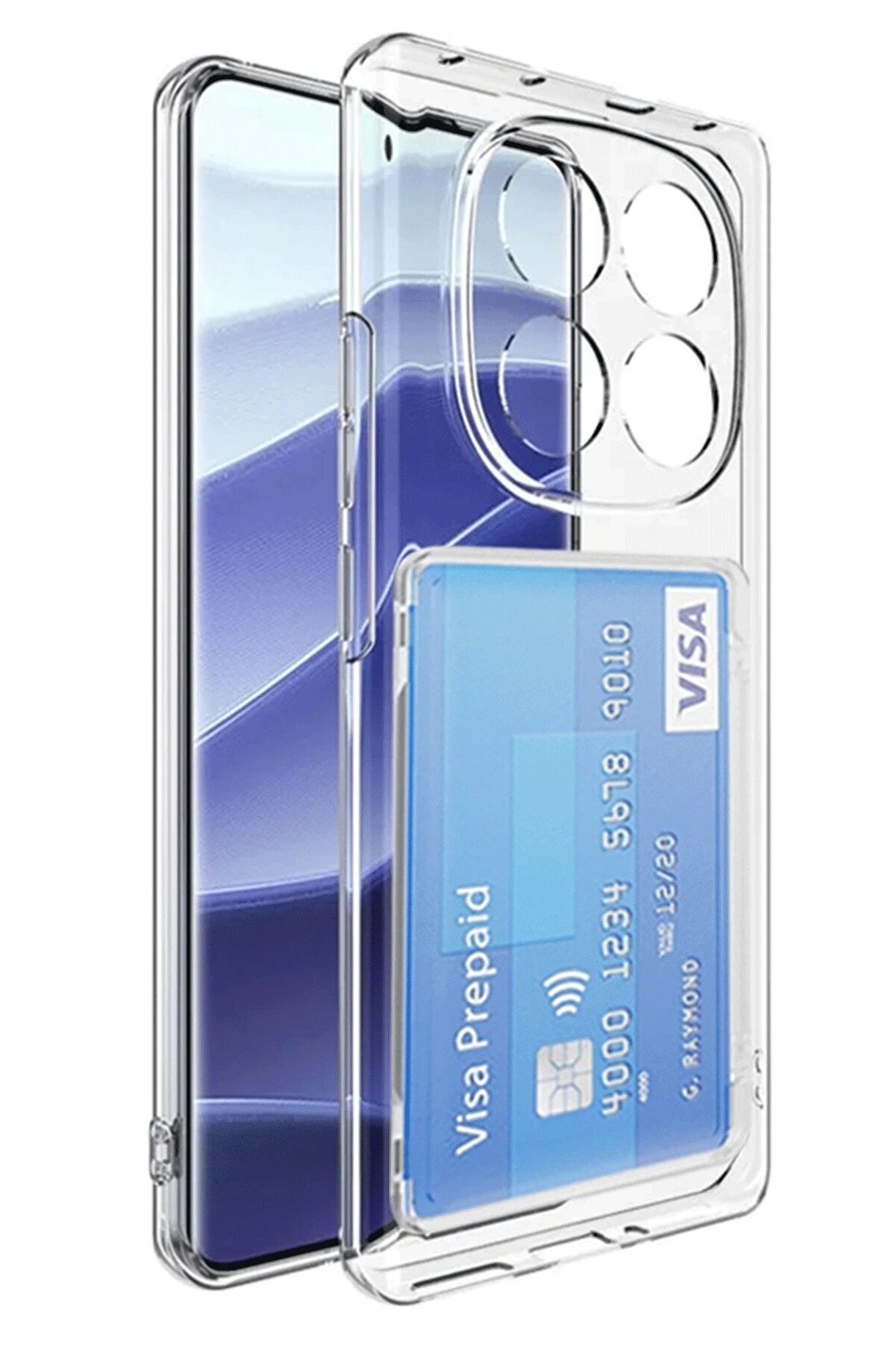 CepteToptan Xiaomi Redmi Note 14 Pro Plus Kılıf Kart Şeffaf Silikon - Şeffaf - DROPX7351-8525