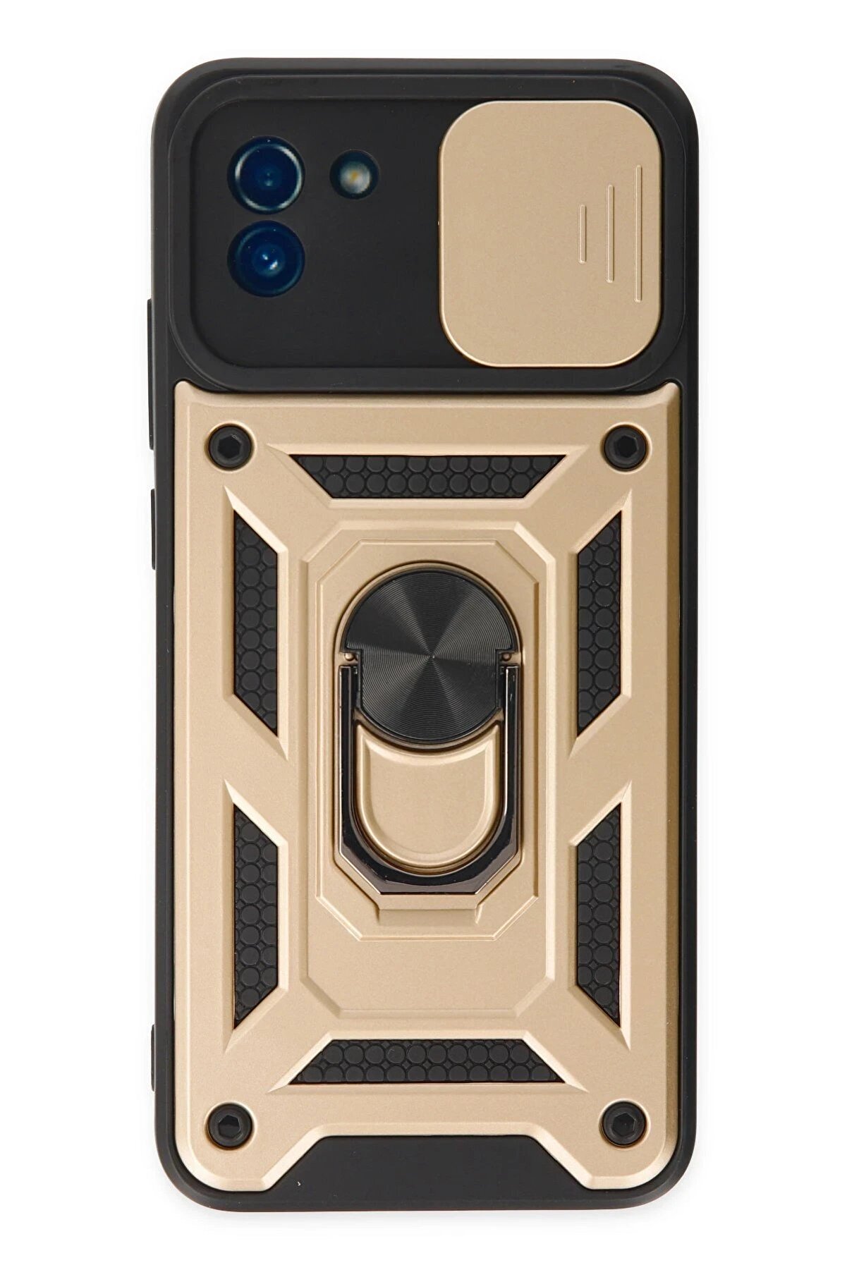 CepteToptan Samsung Galaxy A03 Kılıf Pars Lens Yüzüklü Silikon - Gold - DROPX5227-4988
