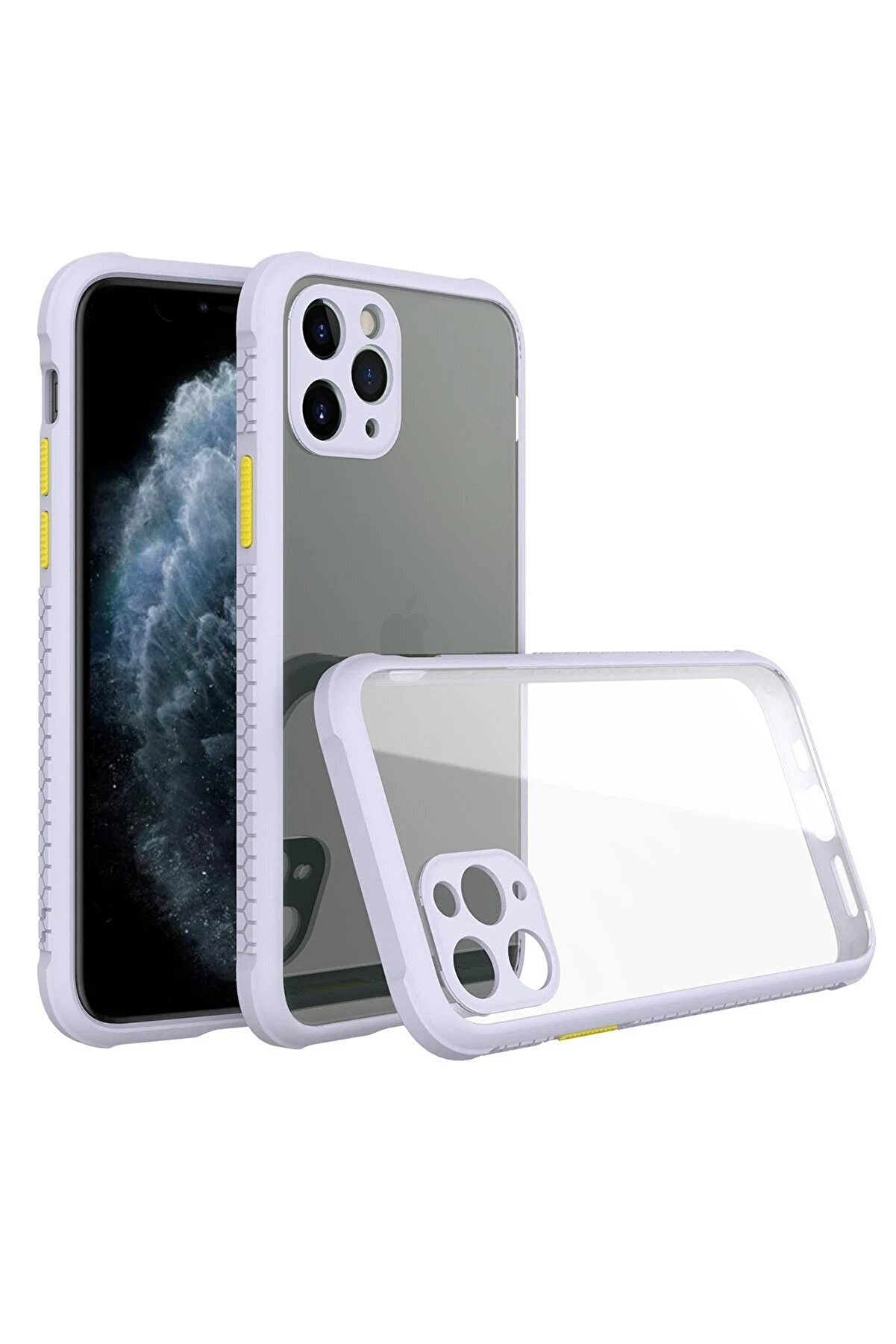 CepteToptan iPhone 11 Pro Max Kılıf Miami Şeffaf Silikon - Lila - DROPX3272-4632