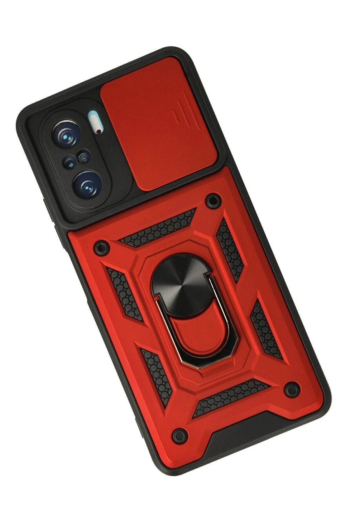 Xi̇aomi̇ Poco F3 Kılıf Pars Lens Yüzüklü Si̇li̇kon - Kırmızı - Dropx3717-2248