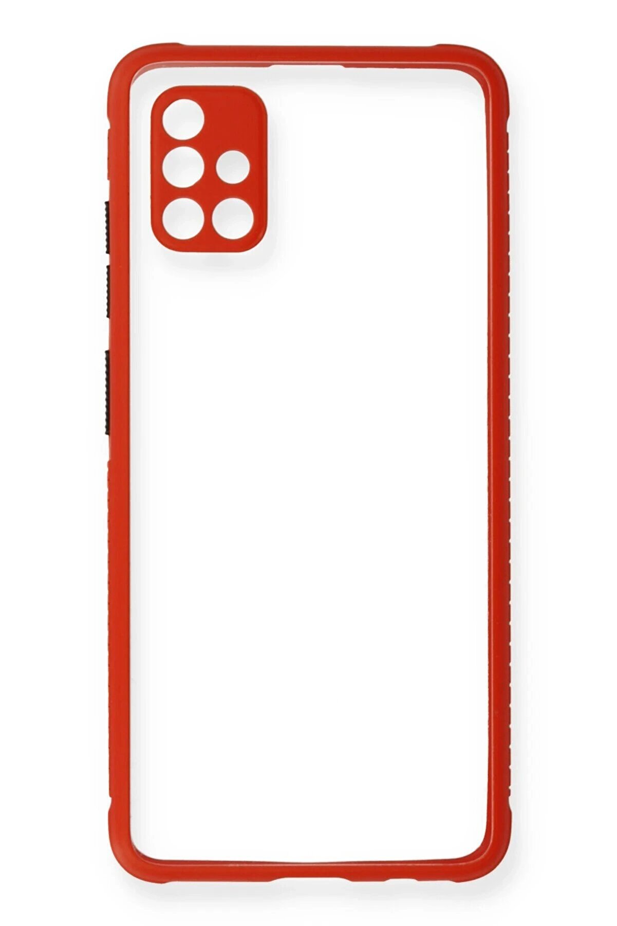 Samsung Galaxy A71 Kılıf Mi̇ami̇ Şeffaf Si̇li̇kon - Kırmızı - Dropx4216-1689