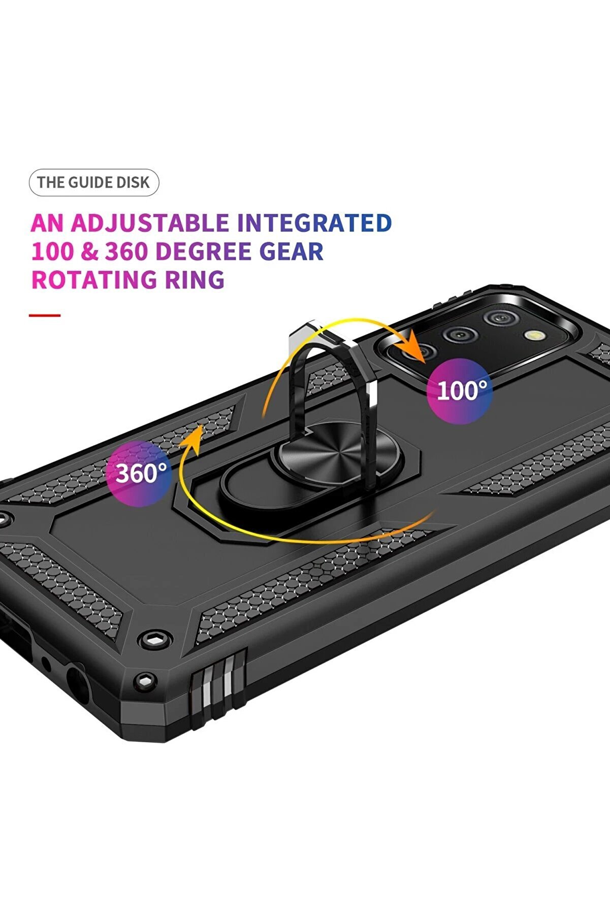 Samsung Galaxy A02S Kılıf Sofya Yüzüklü Si̇li̇kon Kapak - Si̇yah - Dropx9890-9511