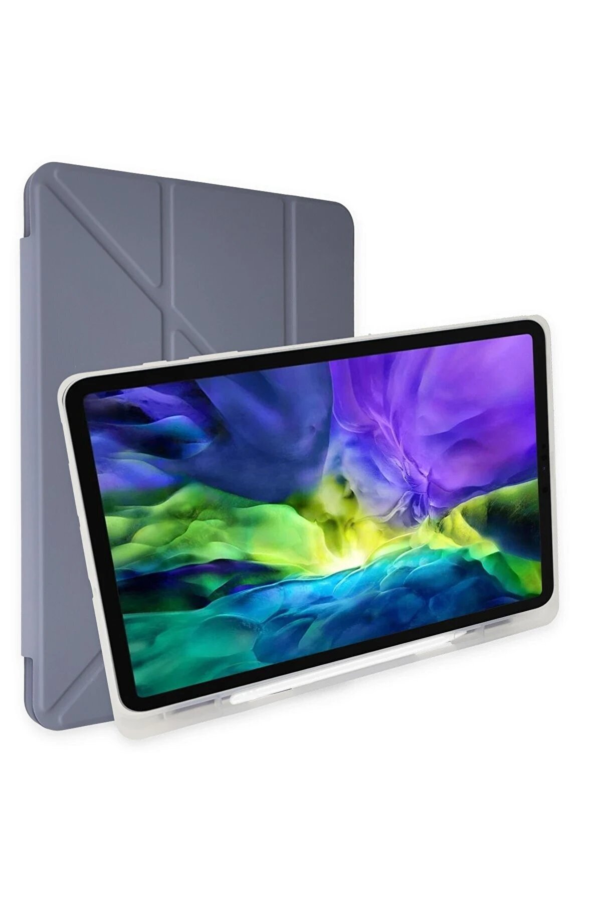 CepteToptan iPad Pro 12.9 (2021) Kılıf Kalemlikli Mars Tablet Kılıfı - Lila - DROPX3939-7788