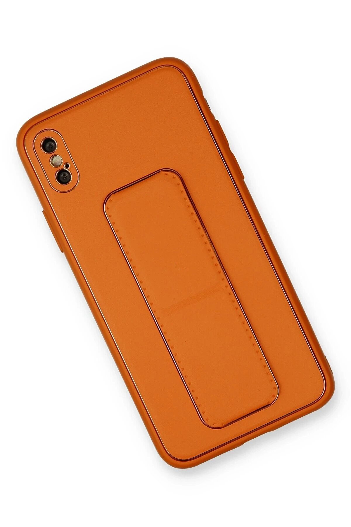 İphone Xs Max Kılıf Coco Deri̇ Standlı Kapak - Turuncu - Dropx7054-2545