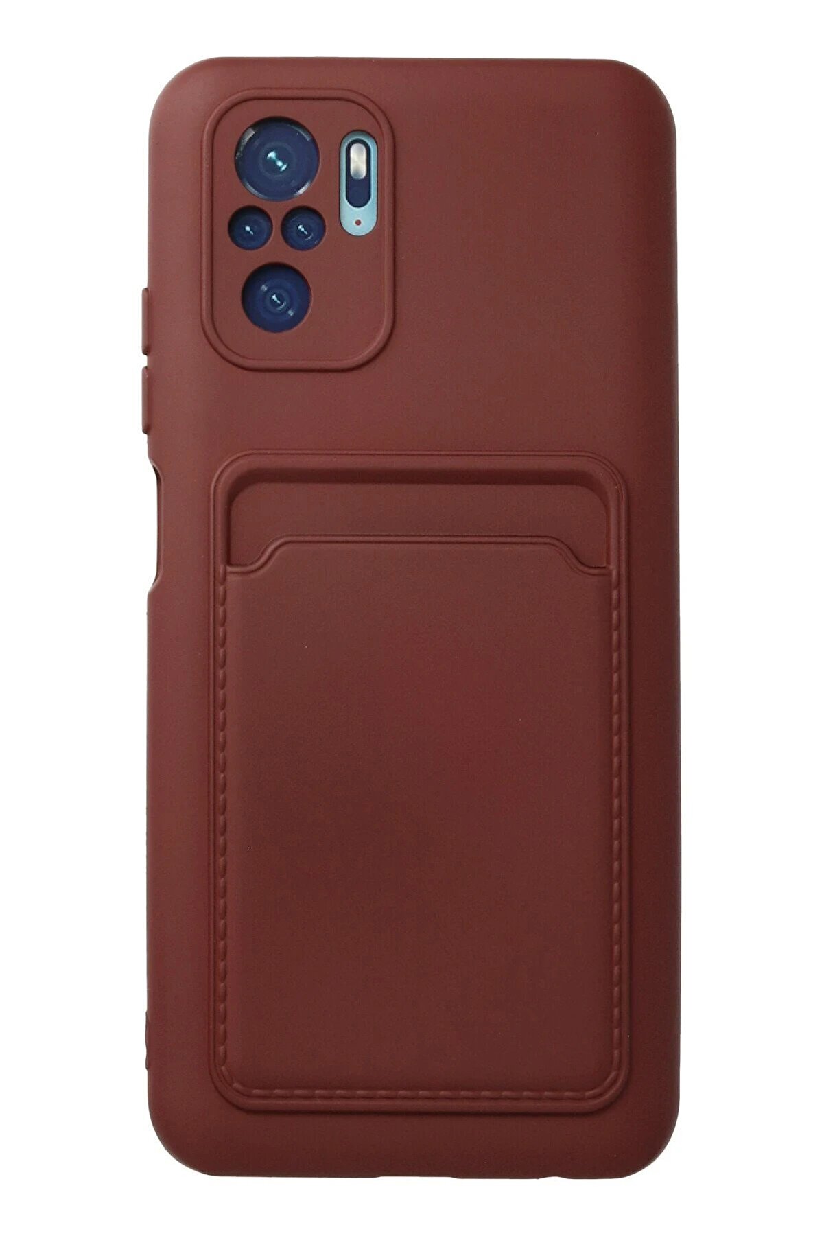 CepteToptan Xiaomi Redmi Note 10S Kılıf Kelvin Kartvizitli Silikon - Bordo - DROPX5556-6487