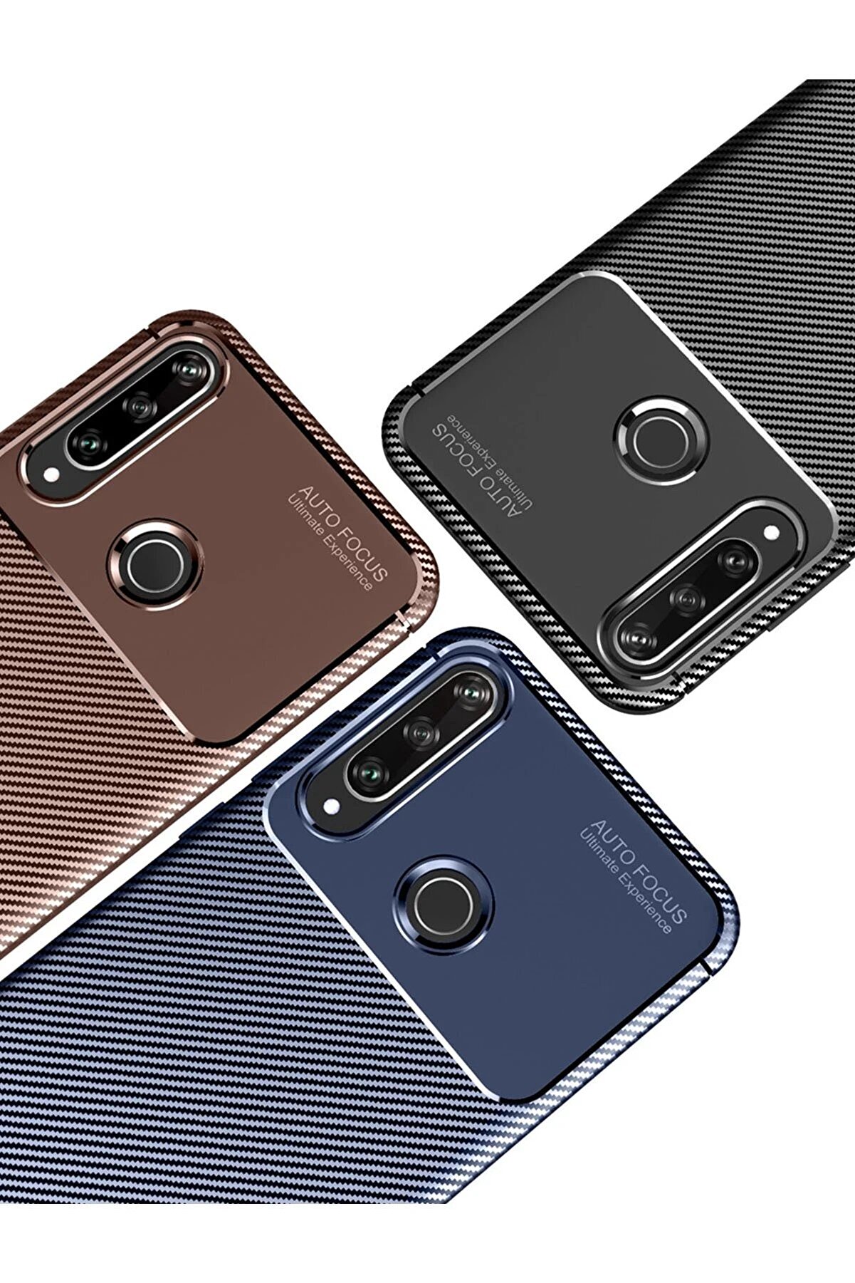 Huawei̇ Y6P Kılıf Auto Focus Karbon Kapak - Kahverengi̇ - Dropx7734-7112