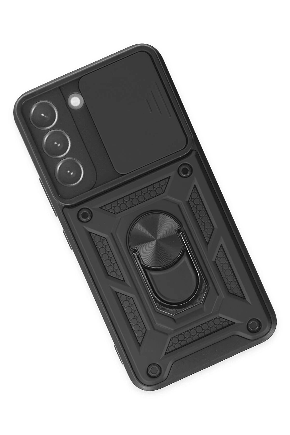 Samsung Galaxy S22 Kılıf Pars Lens Yüzüklü Si̇li̇kon - Si̇yah - Dropx3645-6602