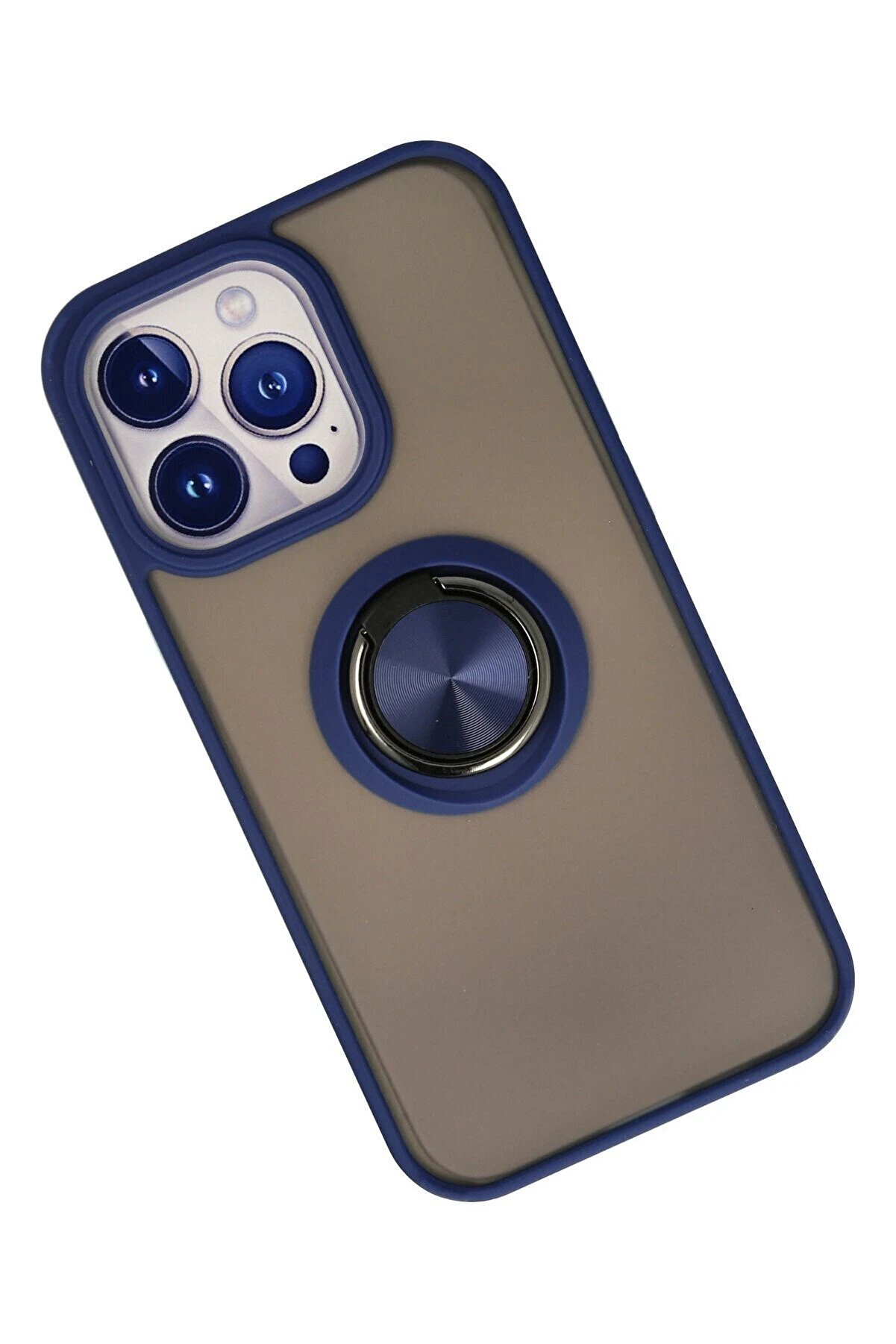 İphone 15 Pro Max Kılıf Montreal Yüzüklü Si̇li̇kon Kapak - Laci̇vert - Dropx6042-2823