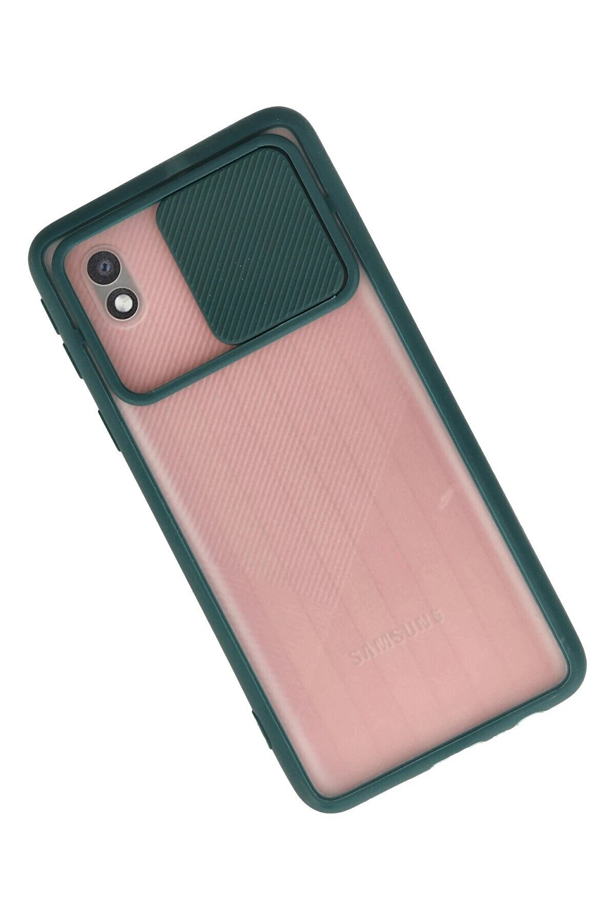 Samsung Galaxy A01 Core Kılıf Palm Buzlu Kamera Sürgülü Si̇li̇kon - Yeşi̇l - Dropx5480-5727