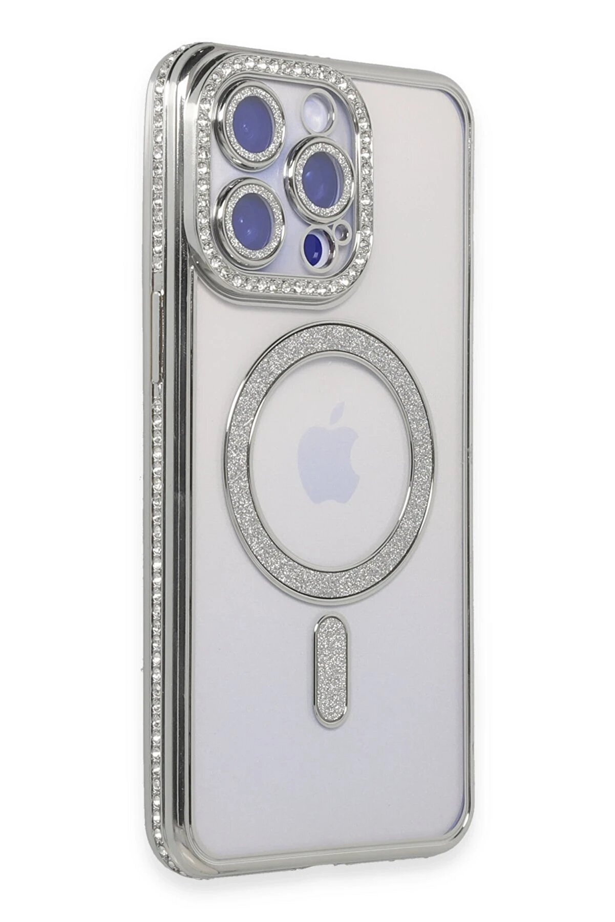 CepteToptan iPhone 15 Pro Kılıf Joke Simli Magneticsafe Kılıf - G&uuml;m&uuml;ş - DROPX2086-6775