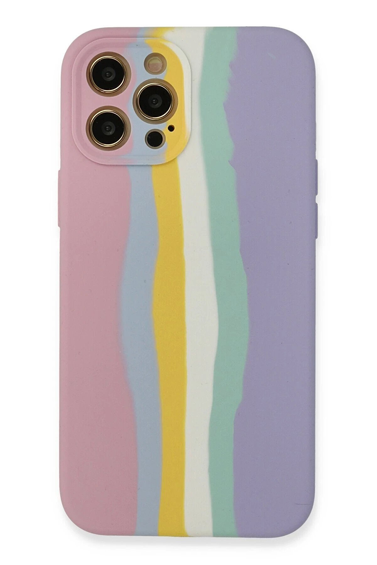 CepteToptan iPhone 12 Pro Max Kılıf Ebruli Lansman Silikon - Pembe-Lila - DROPX7107-1264