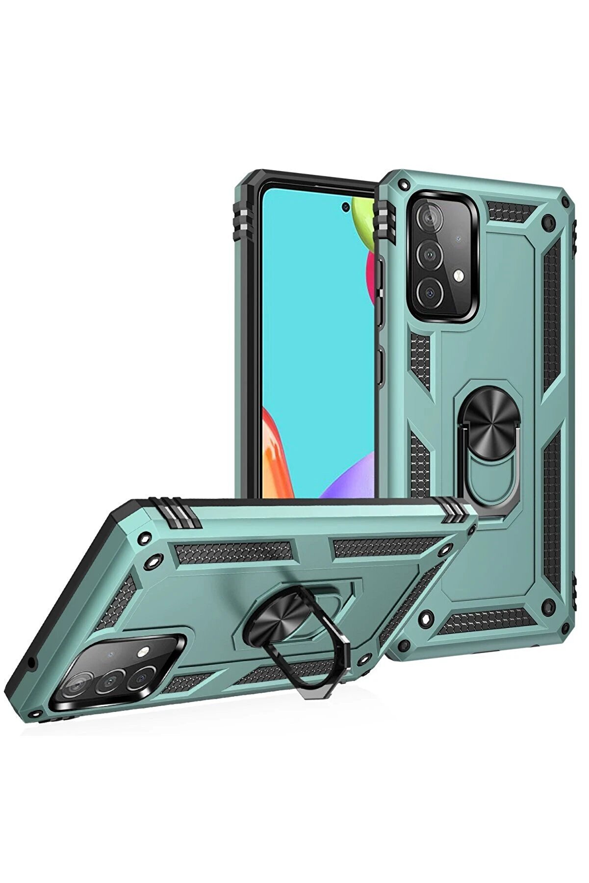 Samsung Galaxy A33 5G Kılıf Sofya Yüzüklü Si̇li̇kon Kapak - Yeşi̇l - Dropx4834-8676