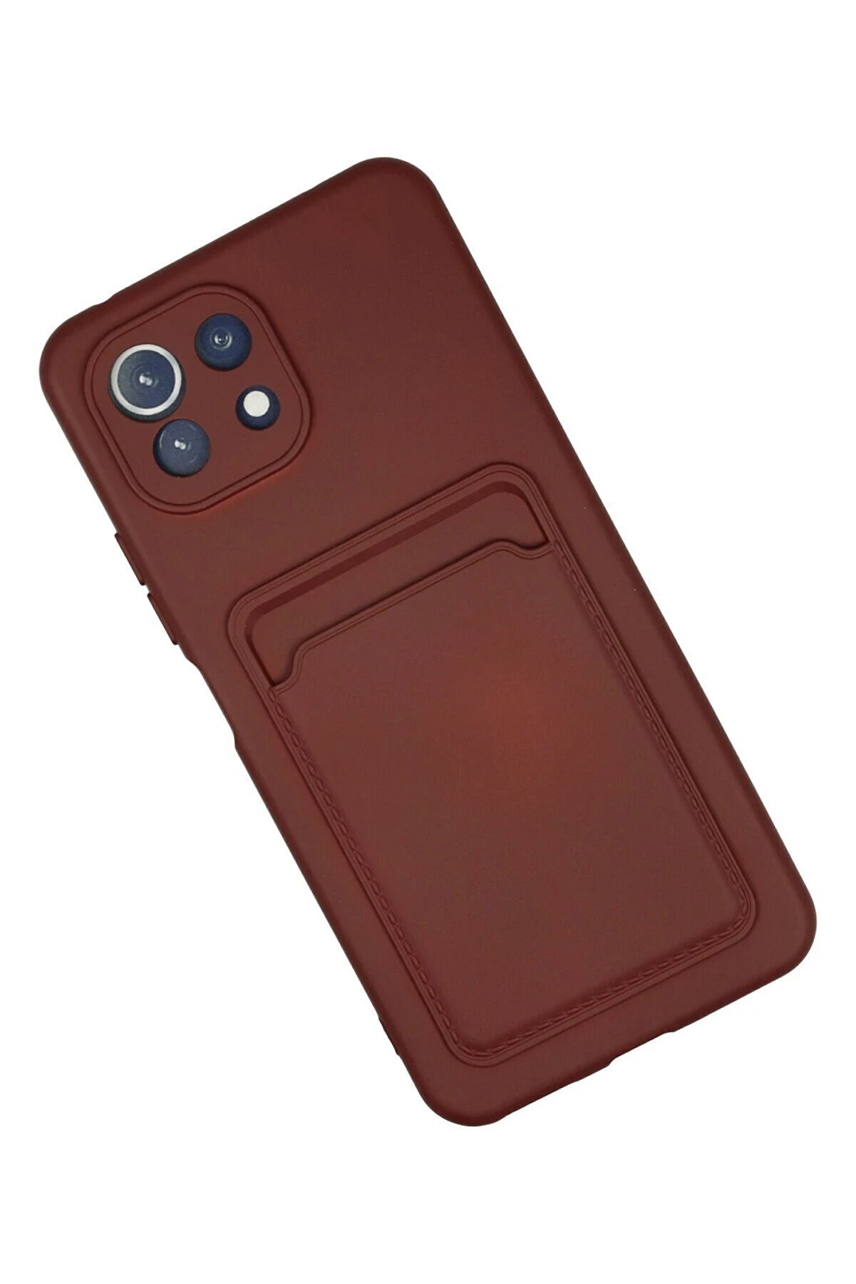 Xi̇aomi̇ Mi̇ 11 Kılıf Kelvi̇n Kartvi̇zi̇tli̇ Si̇li̇kon - Bordo - Dropx5278-1921