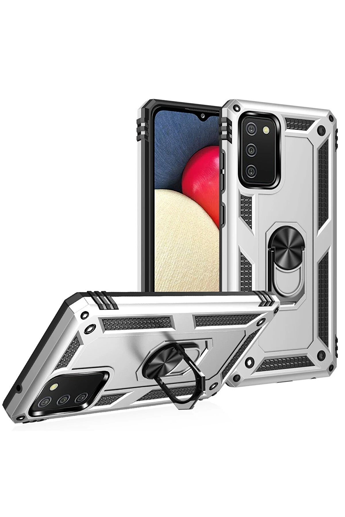 Samsung Galaxy A02S Kılıf Sofya Y&uuml;z&uuml;kl&uuml; Si̇li̇kon Kapak - G&uuml;m&uuml;ş - Dropx3570-2810