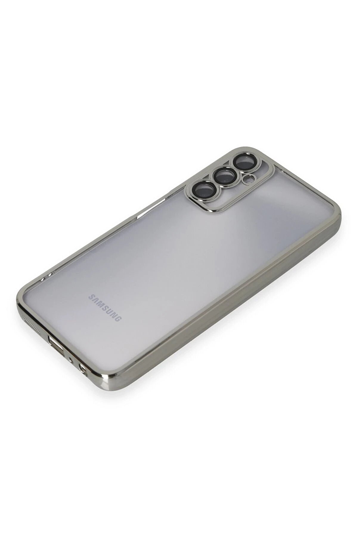 Samsung Galaxy A05S Kılıf Lensli̇ Si̇li̇kon - Gümüş - Dropx5013-7884