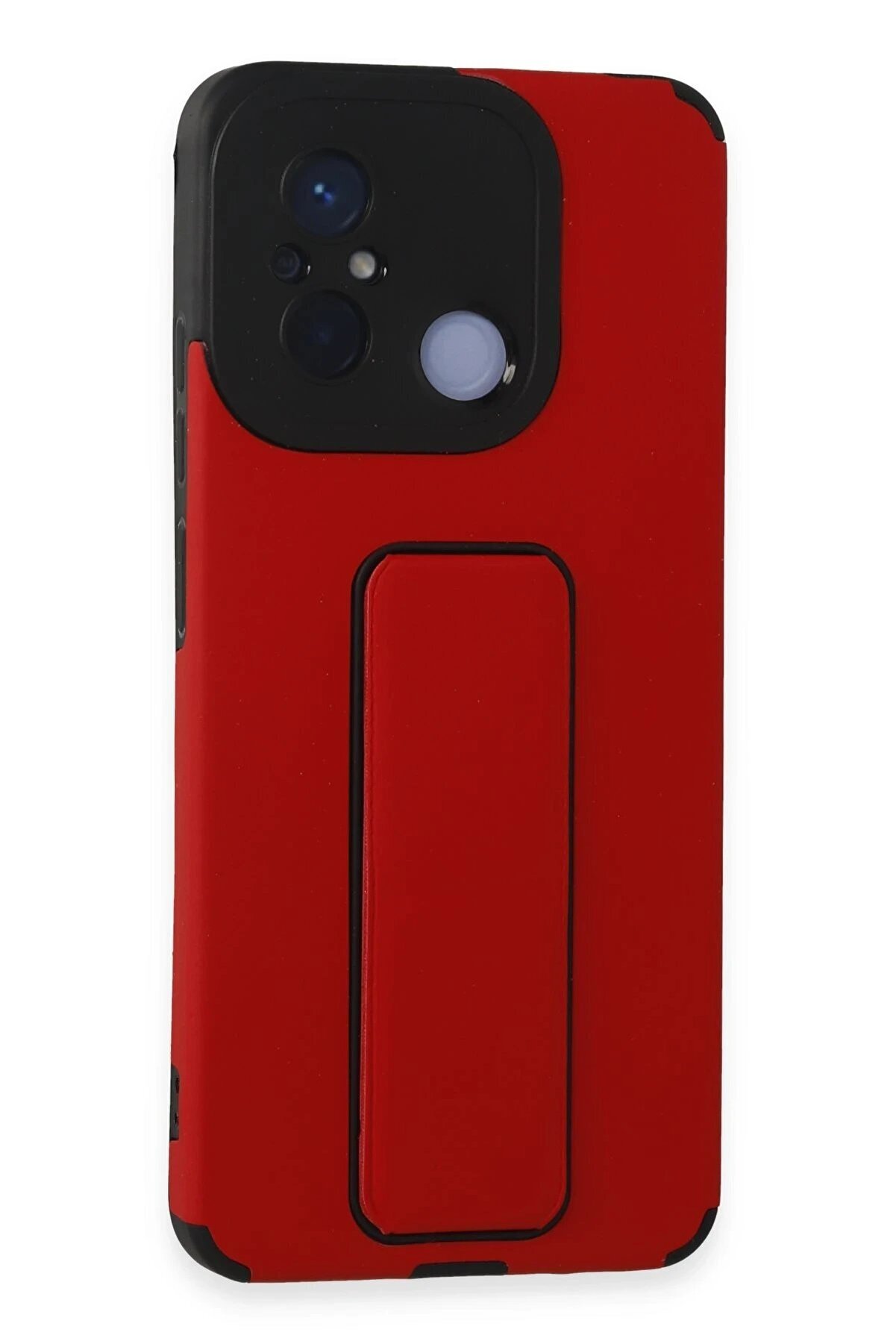 CepteToptan Xiaomi Redmi 12C Kılıf Mega Standlı Silikon - Kırmızı - DROPX3234-6134