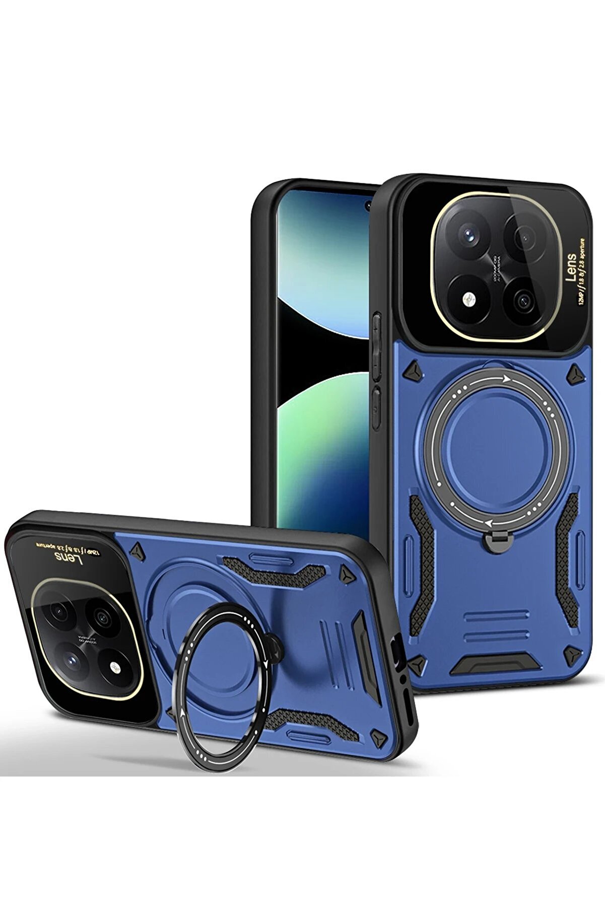 CepteToptan Xiaomi Redmi Note 14 Pro Plus Kılıf Joy Lens Standlı Kapak - Lacivert - DROPX7791-7890