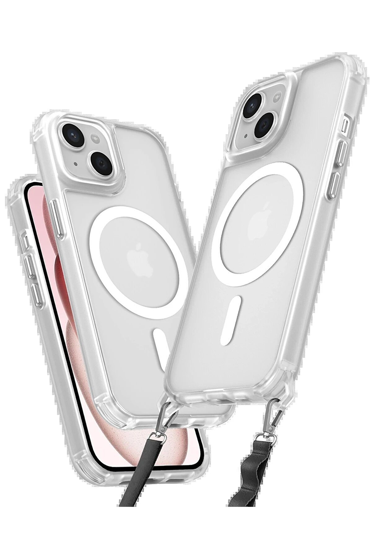 CepteToptan iPhone 15 Plus Kılıf Enka Magsafe Silikon Kılıf - Şeffaf - DROPX9396-1963
