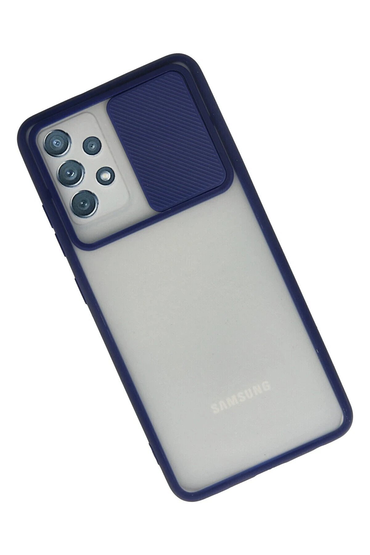 Samsung Galaxy A72 Kılıf Palm Buzlu Kamera S&uuml;rg&uuml;l&uuml; Si̇li̇kon - Laci̇vert - Dropx4767-6360