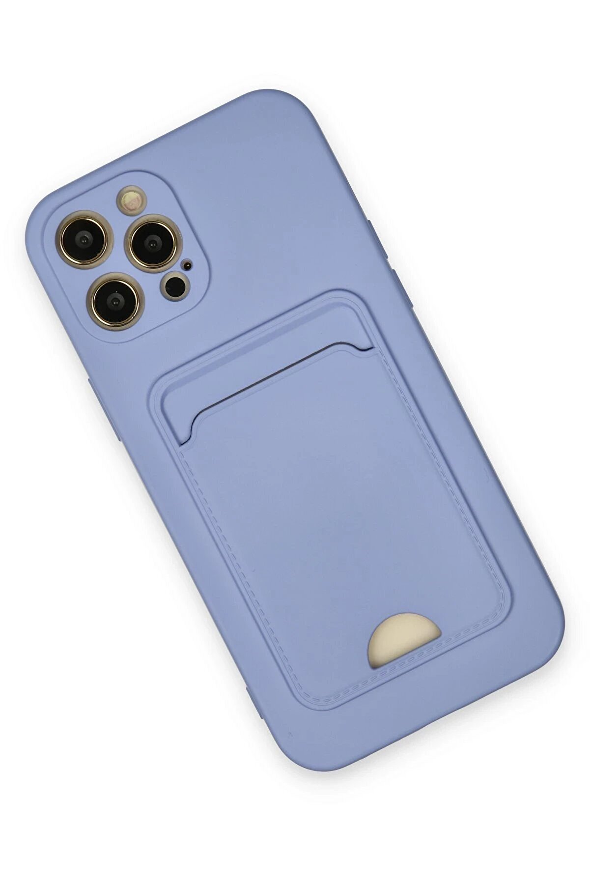 İphone 12 Pro Max Kılıf Kelvi̇n Kartvi̇zi̇tli̇ Si̇li̇kon - Li̇la - Dropx5416-7084